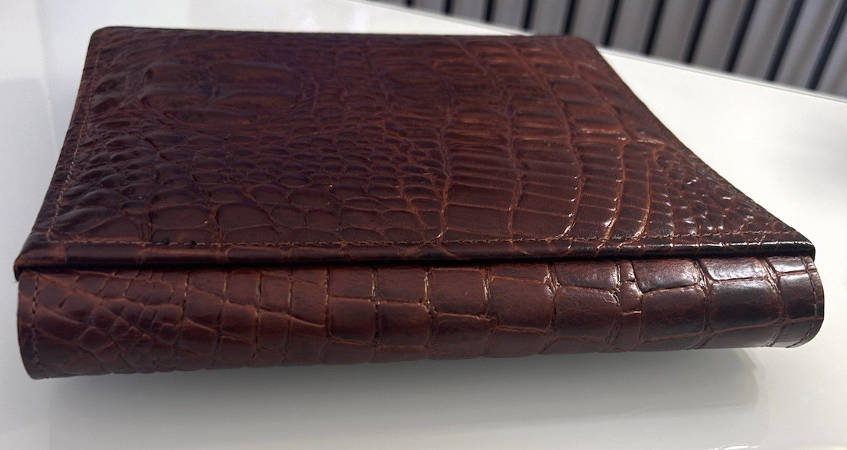 RAIKA Croc Embossed Genuine Leather Tan Photo Album Handcrafted USA