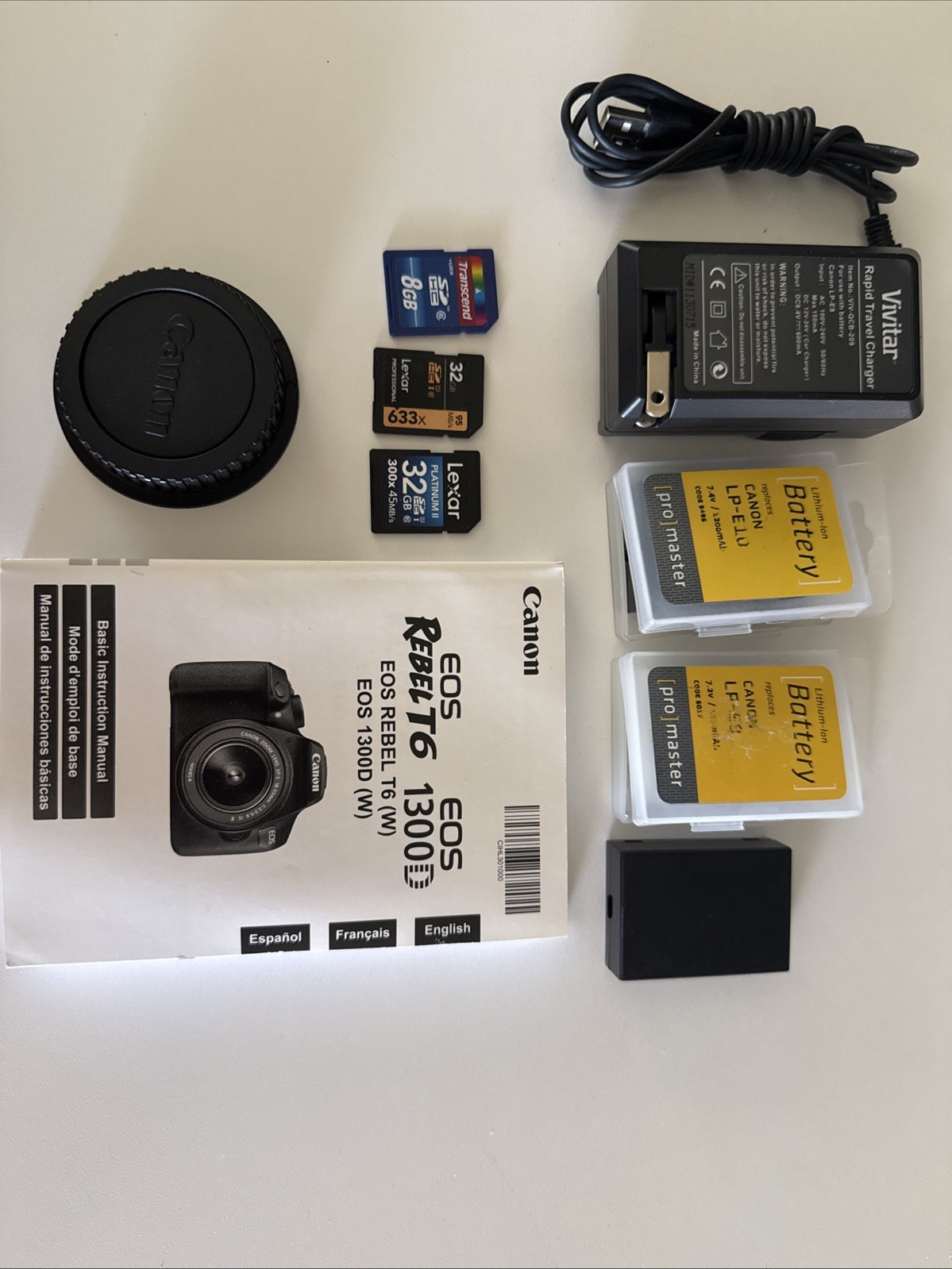 Canon EOS Rebel T3I, 18-55mm Lens, 3 Batteries