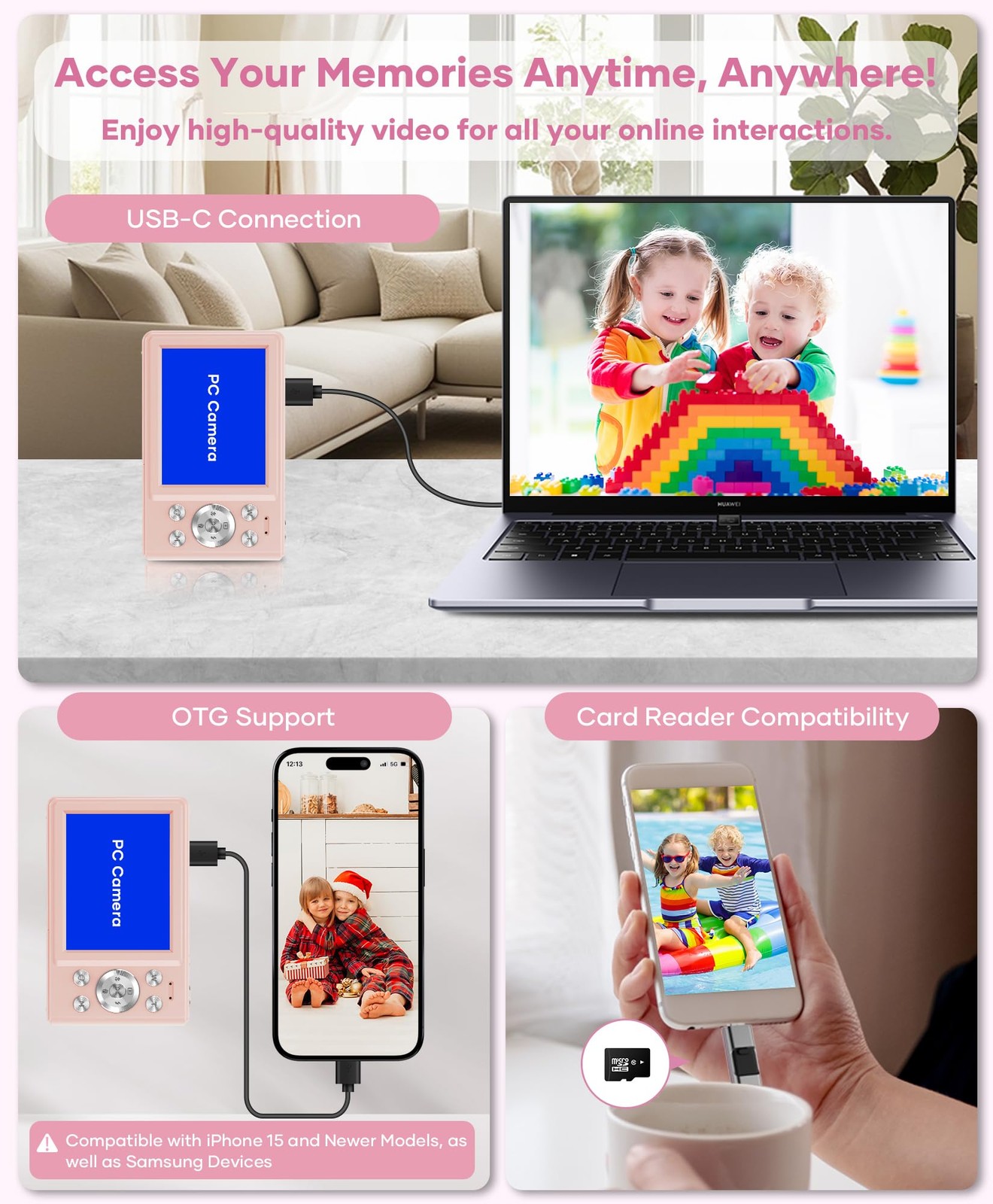 WONNIE Digital Camera 56MP, FHD 1080P Point & Shoot Camera with 32GB SD Card,…