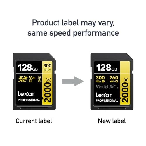 128GB Professional 2000x SDXC Memory Card, UHS-II, C10, U3, V90, Full-HD & 8K Vi