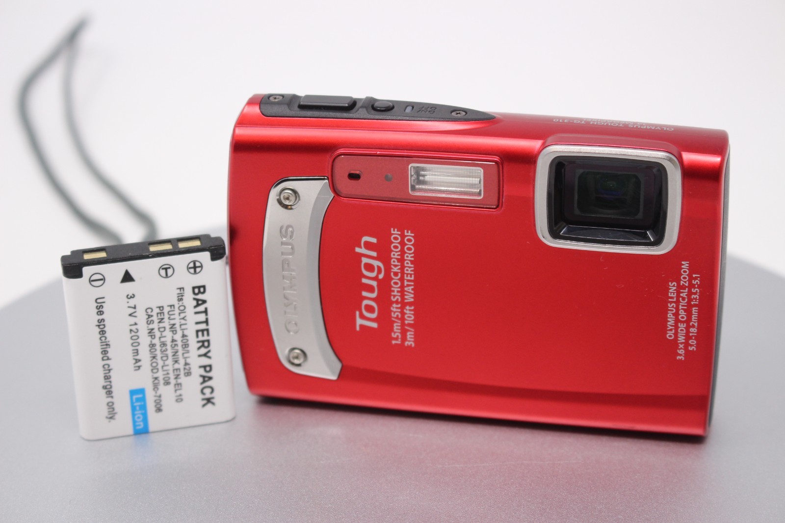 Olympus Tough TG-310 14.0MP 3.6x Wide Zoom Red Digital Camera Tested + Battery