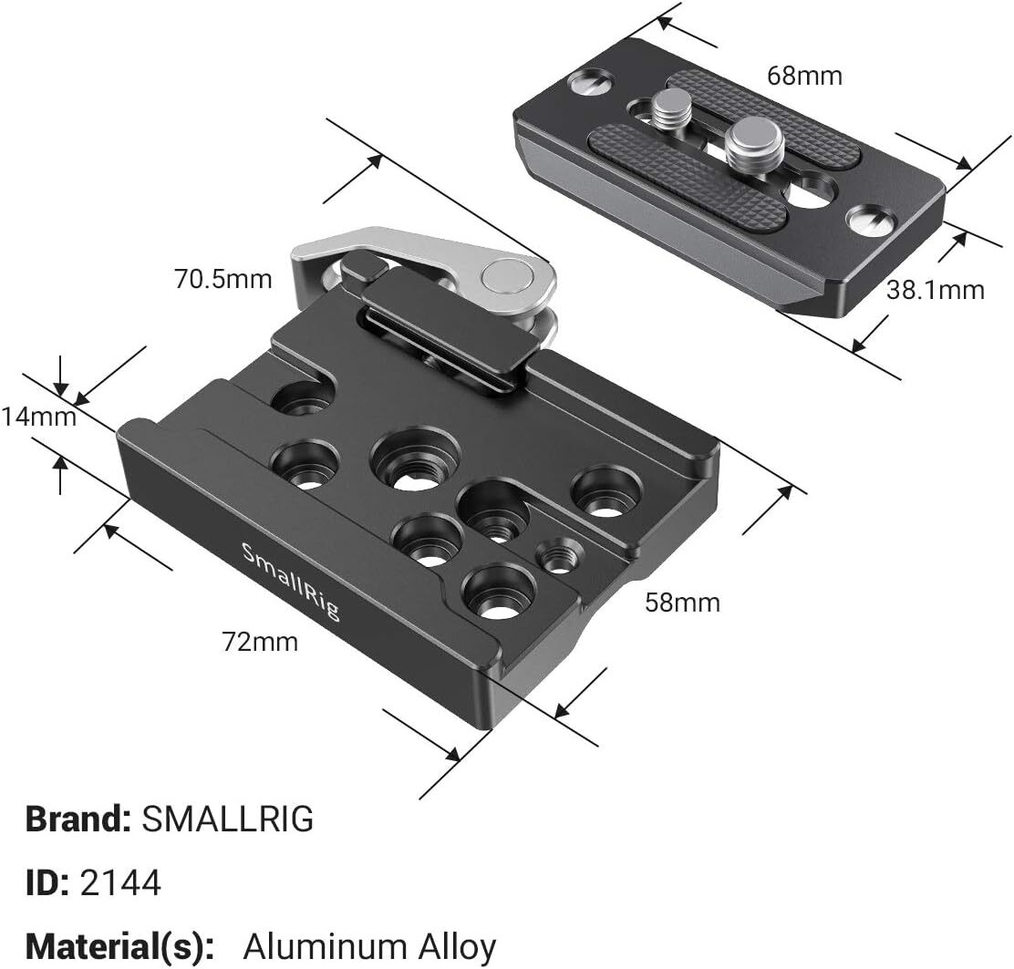 SmallRig Tripod Quick Release Plate for Arca Swiss ,Arca Type Clamp and Plate