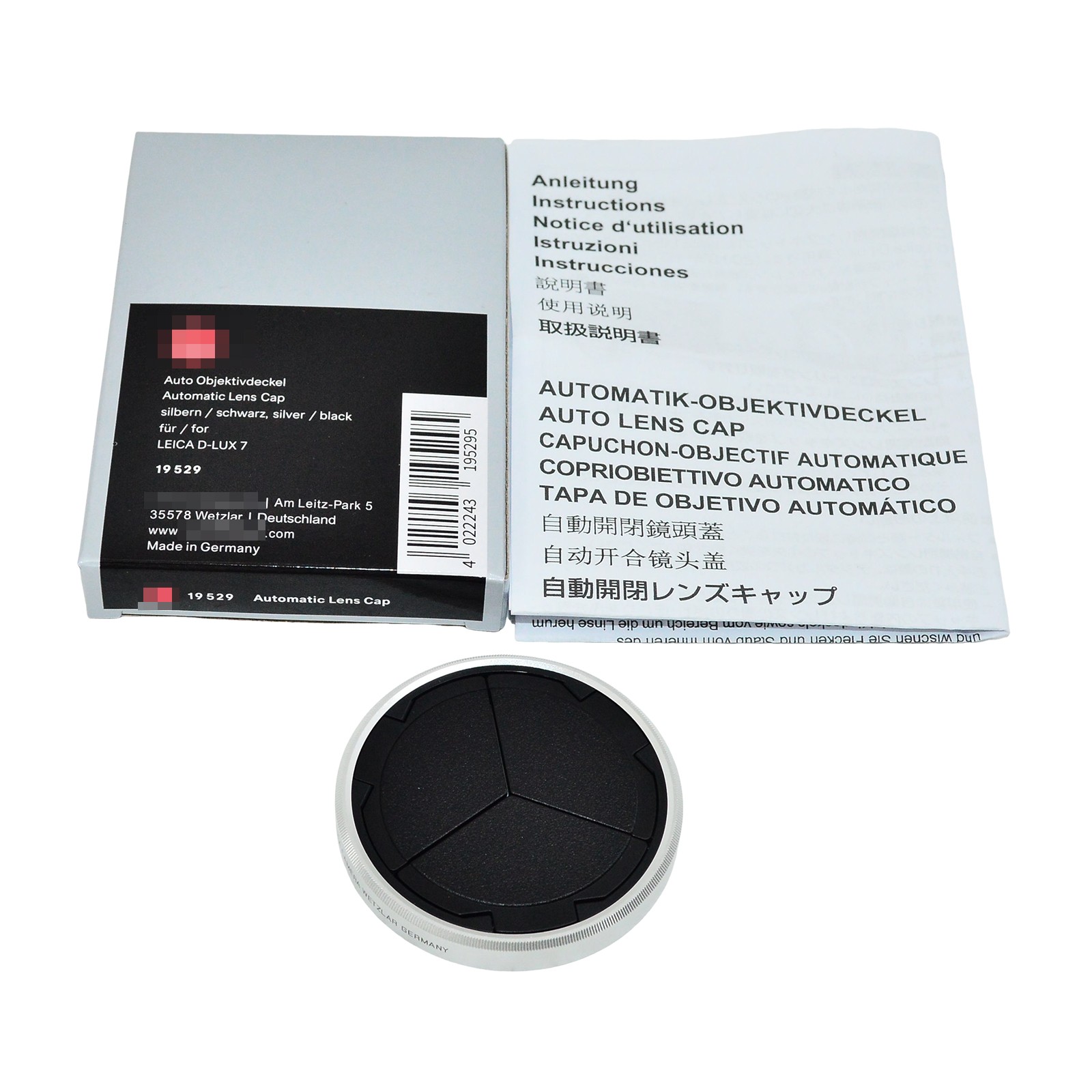 Leica Auto Lens Cap for D-LUX8, D-LUX7, D-LUX silver-black 19529 US Stock