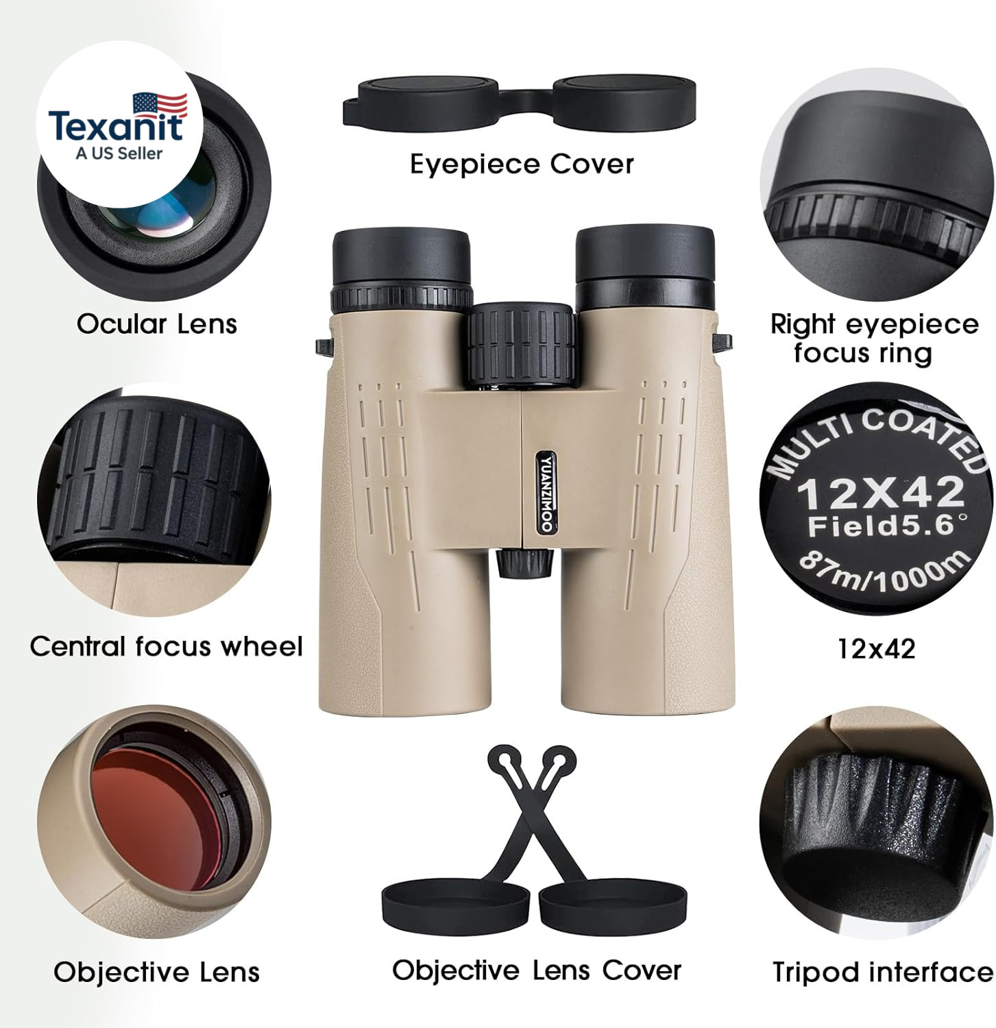 12X42 HD Binoculars for Adults High Powered Binoculars with Upgraded Phone Adapt