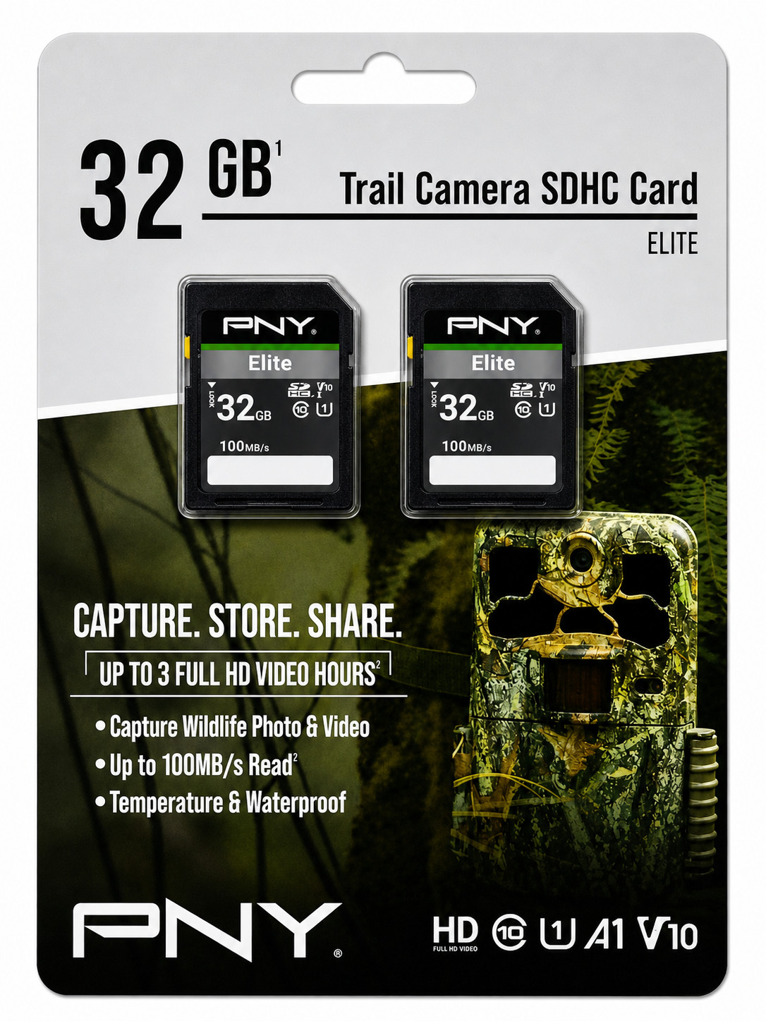 PNY 32GB Elite Trail Camera Deer Hunting MicroSDHC Card W/ SD Card Adapter New