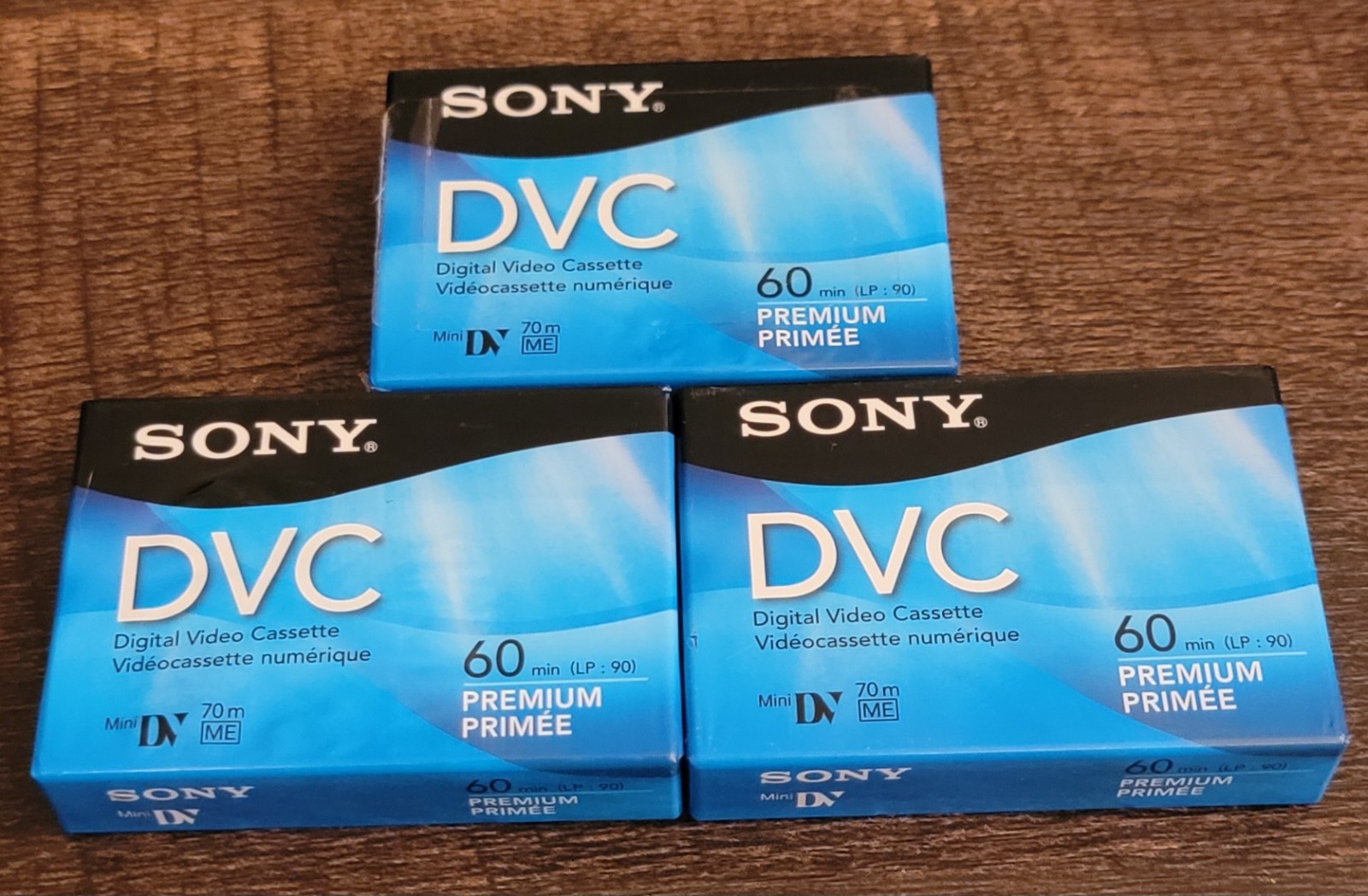 Lot of 3 Sony DVC Digital Video Cassette 60 minute Mini DV Premium Recordable