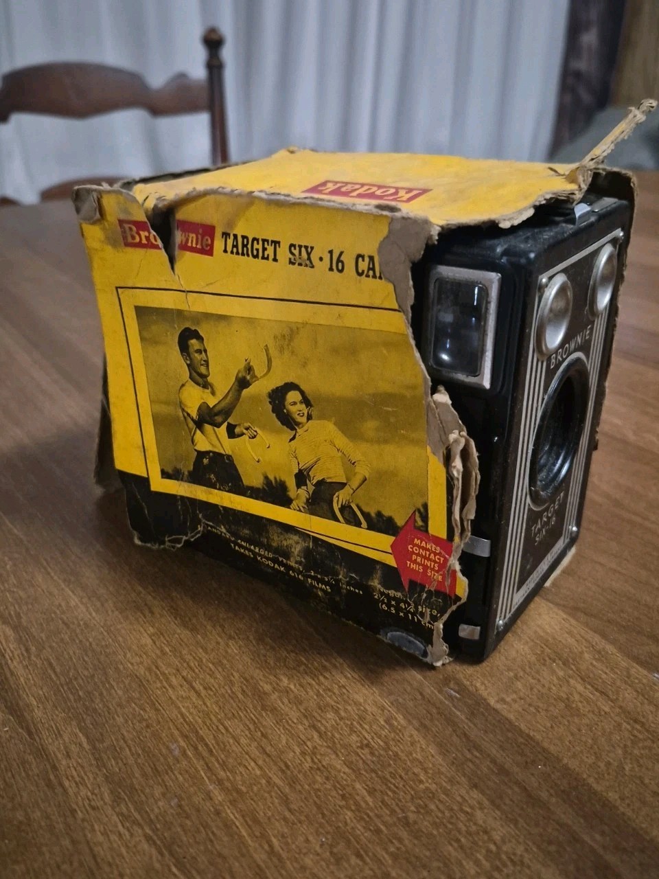 Vintage Kodak Brownie Target Six-16 Box Camera Black & Silver (Original Box)