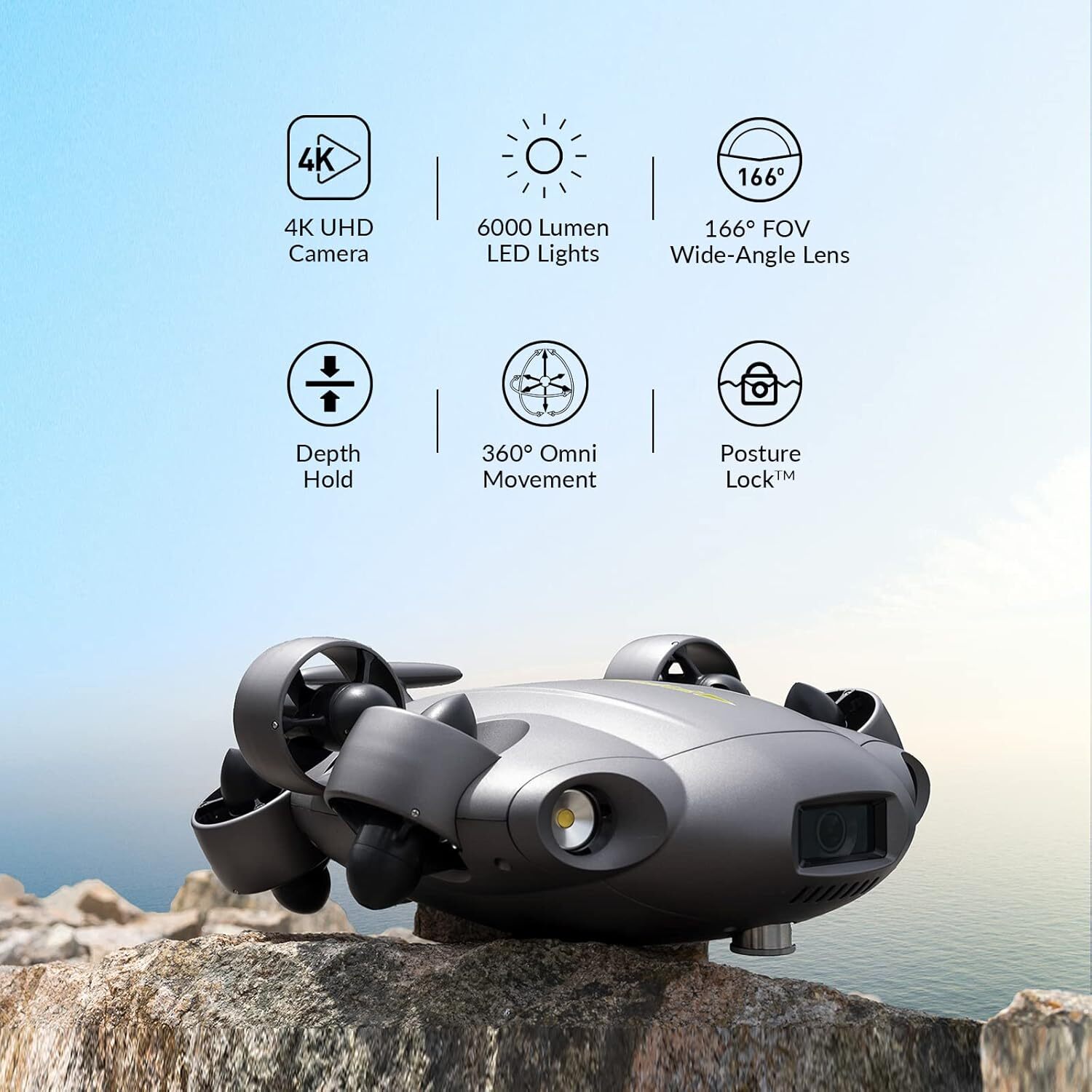 QYSEA FIFISH US V6 Underwater Drone 4K Camera AI Vision Portable ROV Q-Interface