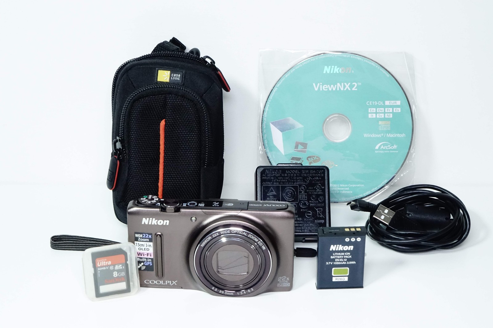 Nikon Coolpix S9500 Brown Compact + Case, 8GB SD – 12 MONTH WARRANTY