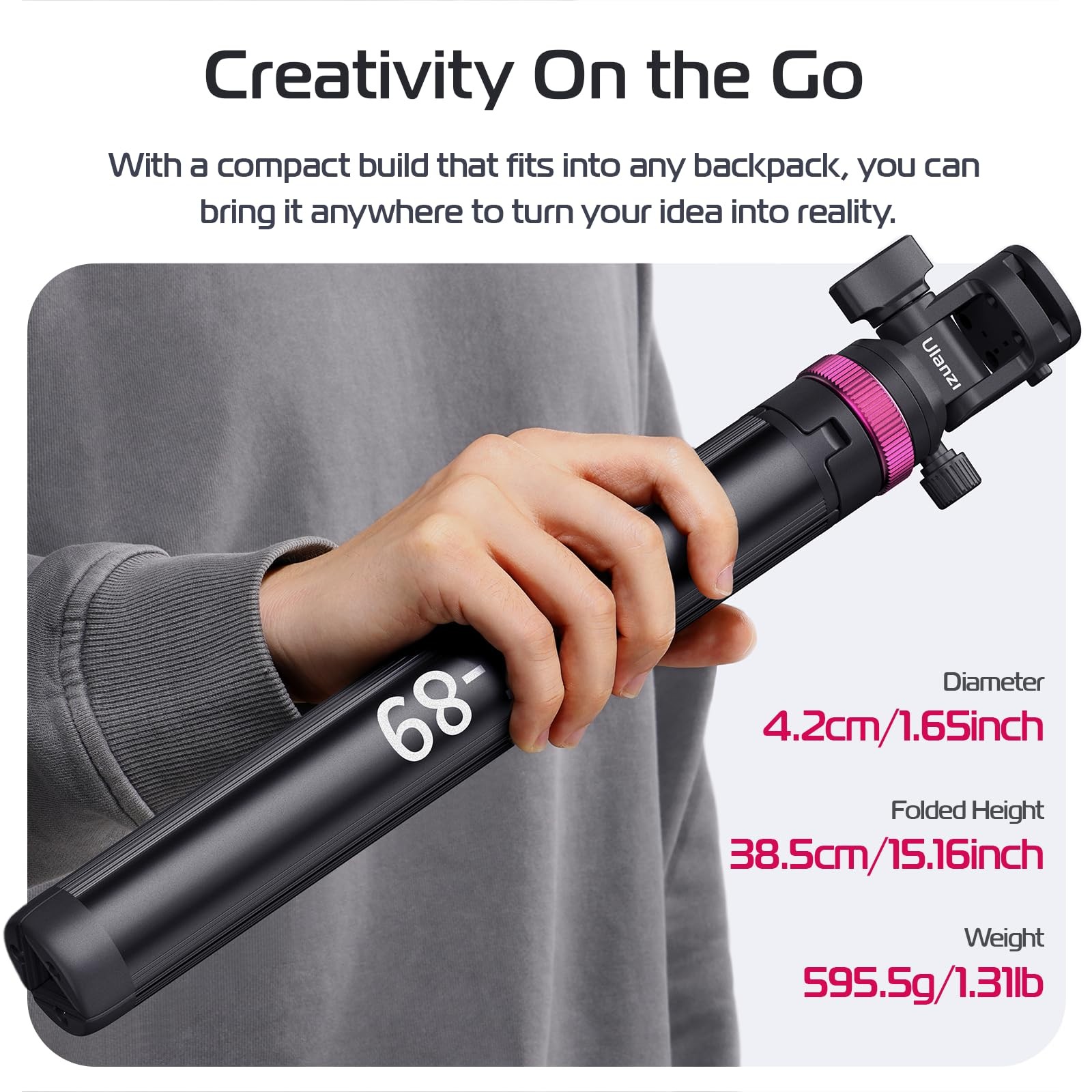 Ulanzi Mt-89 Extendable Tripod Aluminum 82 Portable Adjustable Light Stand 1/4