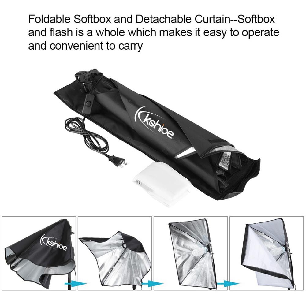 Studio Photo Soft Box Lighting Kit Photography W/2* Adjustable Stand + 135W Bulb