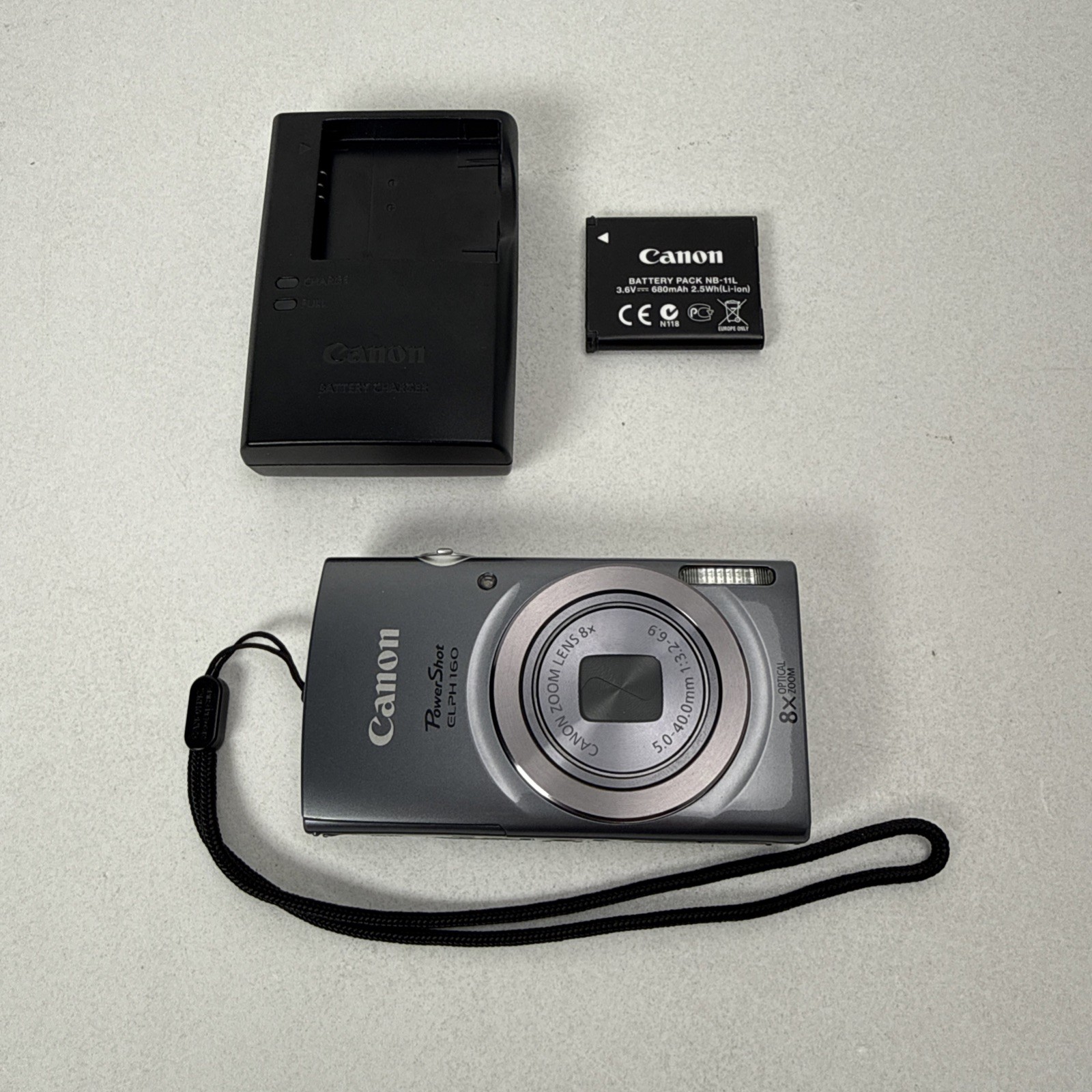 Canon PowerShot ELPH 160 Camera 20MP CCD 8x Zoom w/ Battery Charger Tested READ