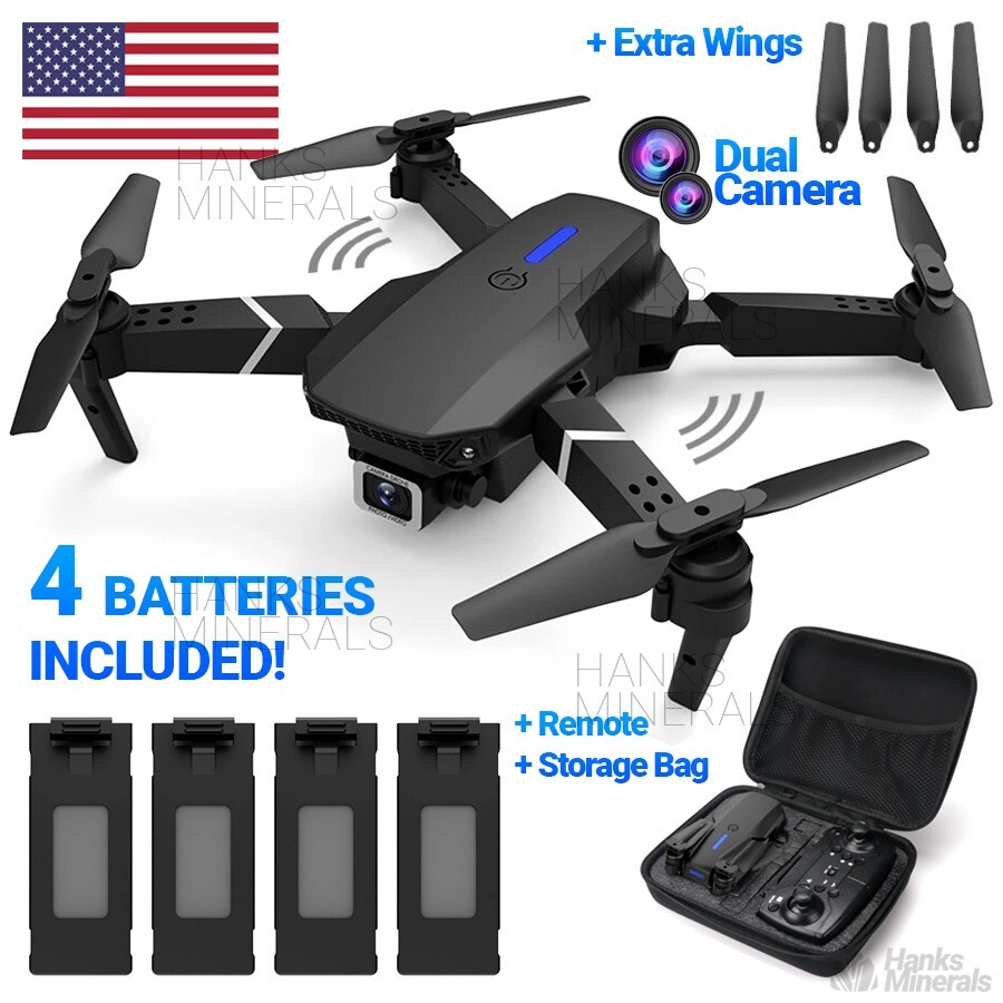 Drone 2023 4K HD Dual Camera WiFi FPV RC Foldable Quadcopter + 4 Batteries