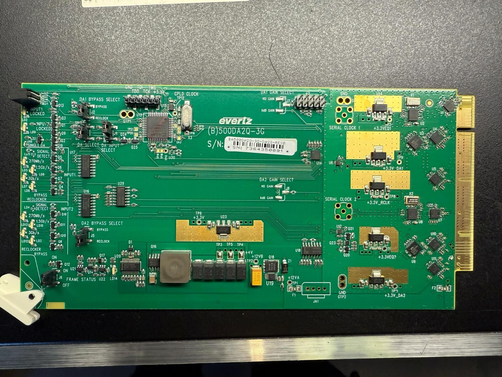 Evertz BA 500DA2Q-3G HD/SD SDI Dual Re-clocking Distribution Amplifier 2 – 1 x 4