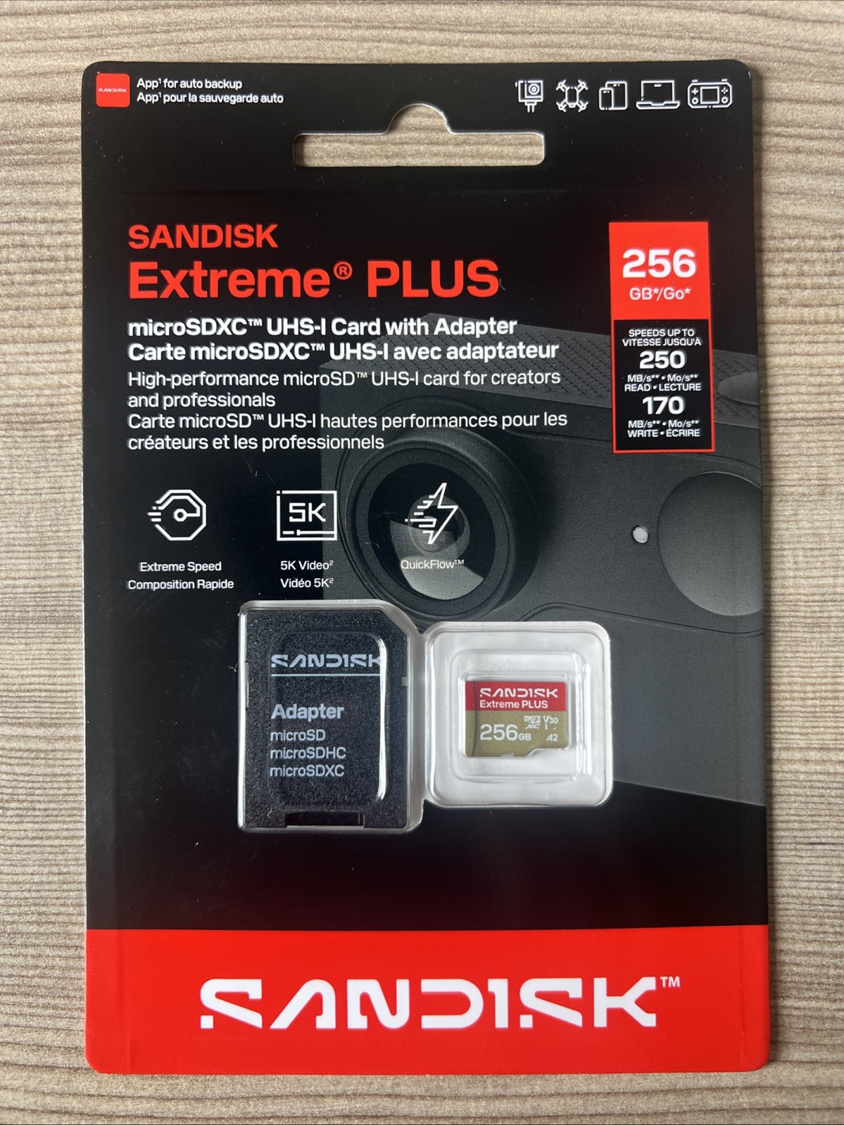 New Sandisk 256GB Extreme Plus MicroSDXC UHS-I Card SDSQXBJ-256G-GU6MA