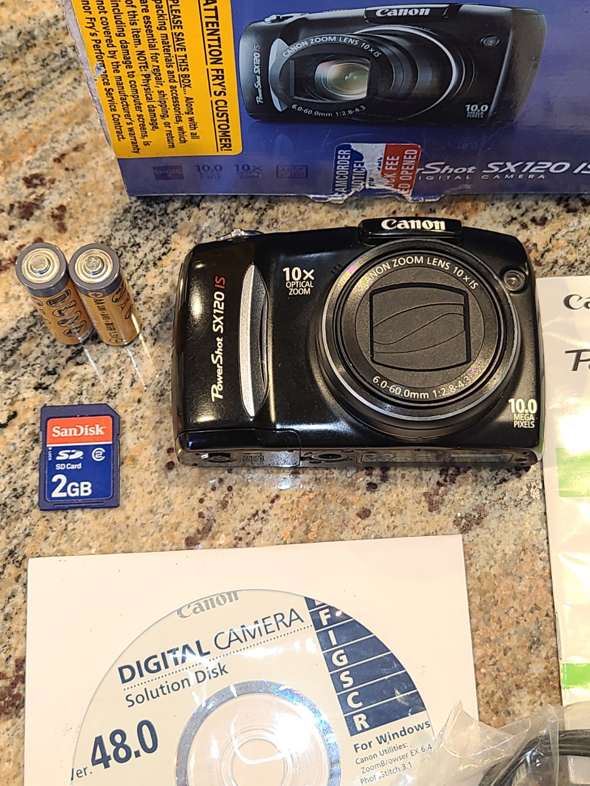 CANON PowerShot SX120 IS Digital Camera 10MP 10x Zoom + 2 GB SD – TESTED WORKS