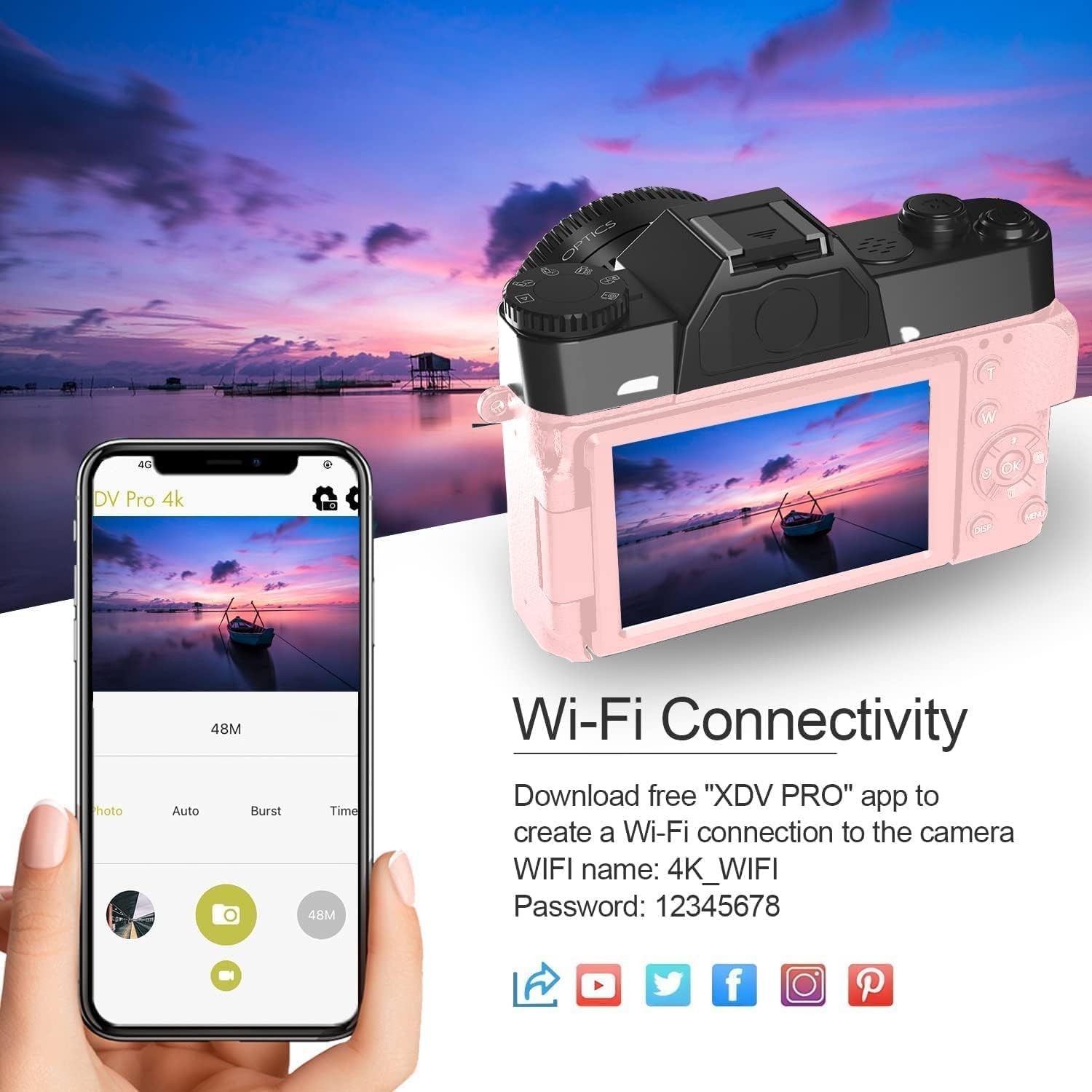 Digital Camera 4k 64MP 16X 3.0″ Content Creator Kit W/64GB TF Microphone YouTube