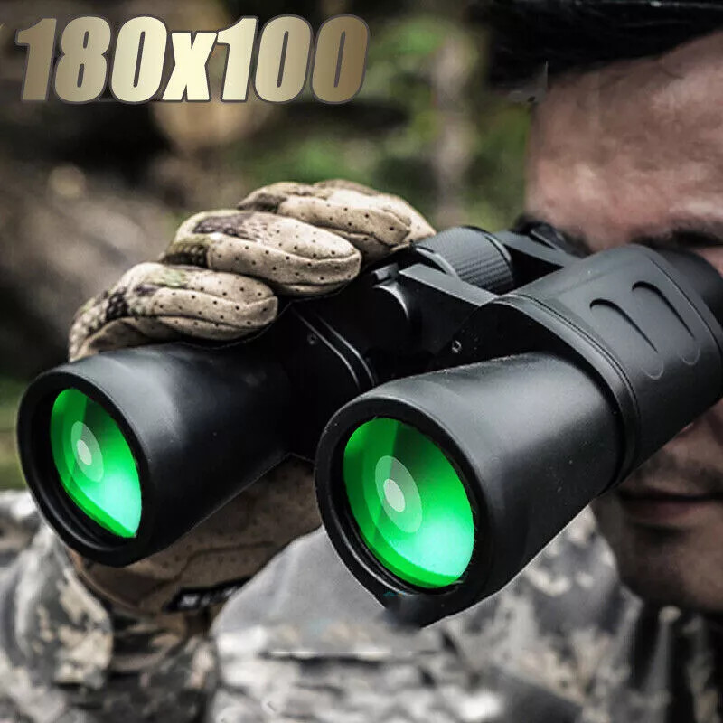180×100 HD Military Zoom Powerful Binoculars Day/Low Night Optics Hunting & Case