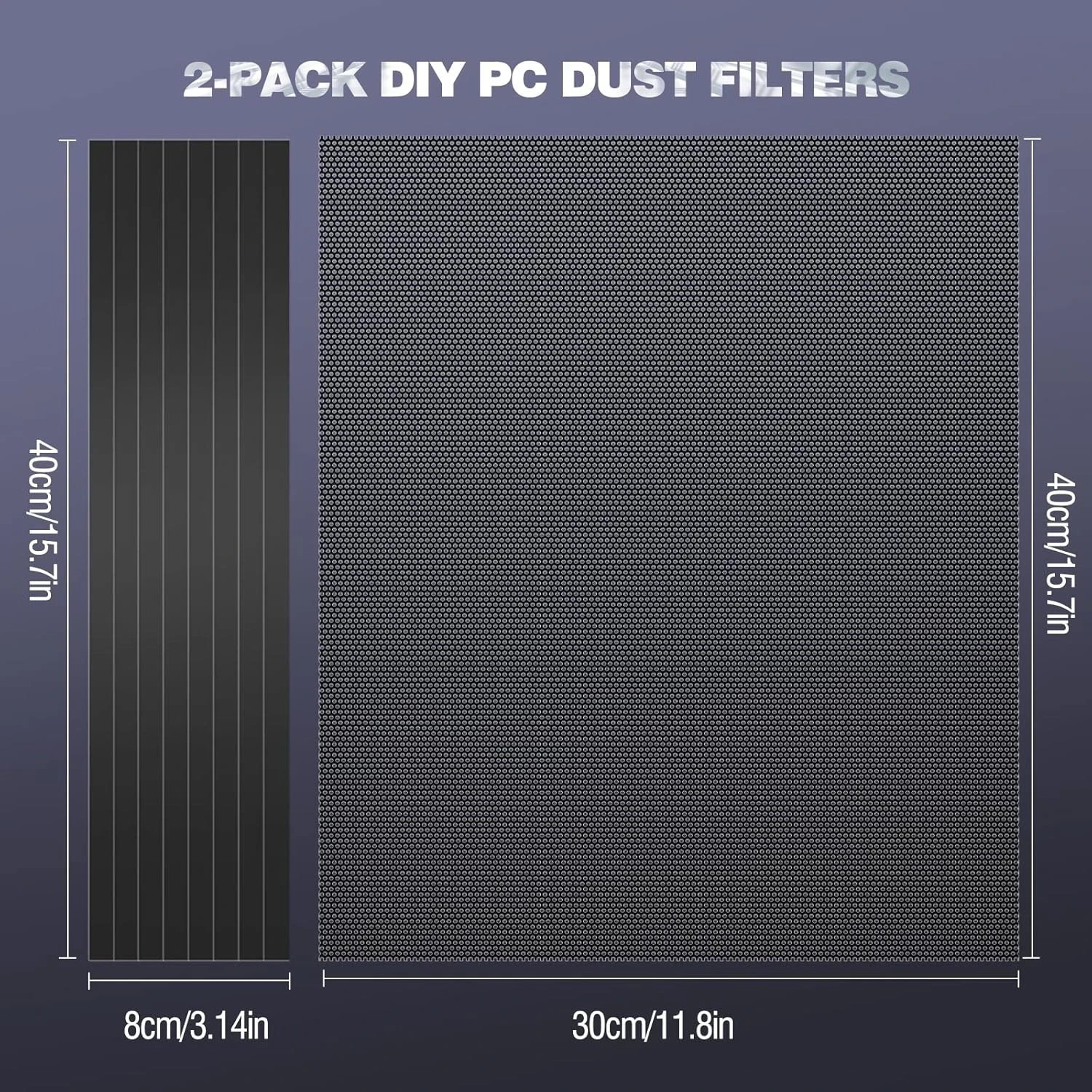 400x300mm DIY PC Case Dust Filter – 2 Pack Magnetic PVC Mesh