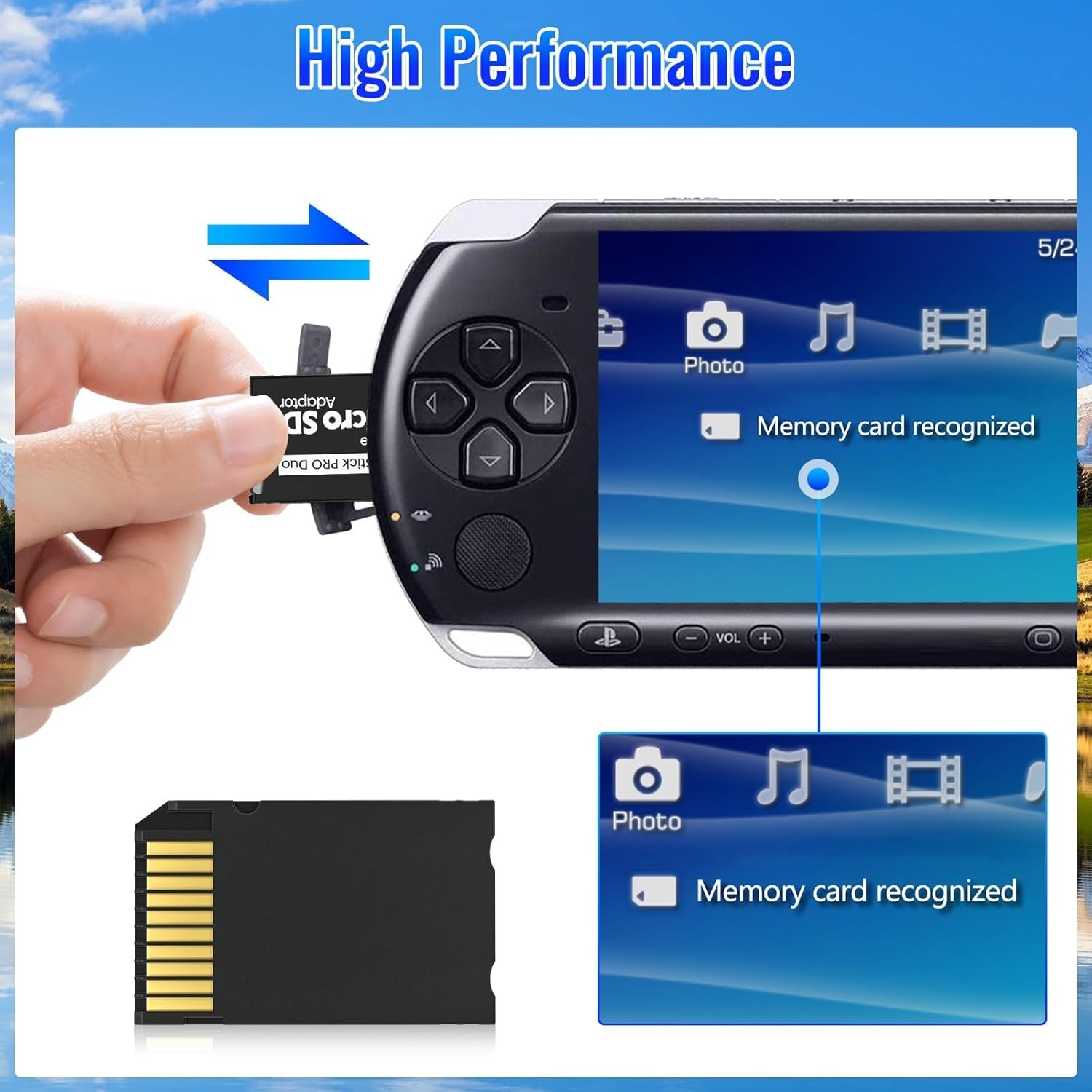 10-20X Memory Stick Pro Duo Adapter For SONY PSP Micro SD SDHC TF Card Converter