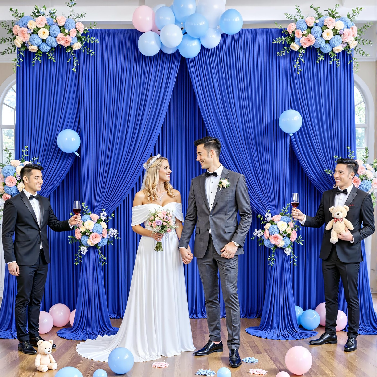 20ft x 12ft Royal Blue Backdrop Curtains Wrinkle Free Backdrop Curtain for We…