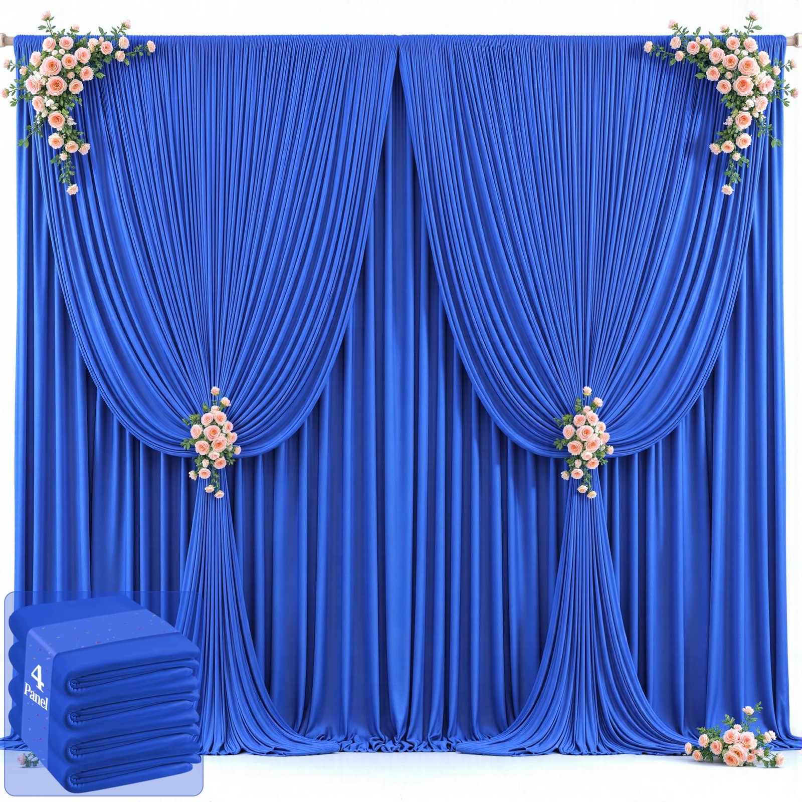 20ft x 12ft Royal Blue Backdrop Curtains Wrinkle Free Backdrop Curtain for We…