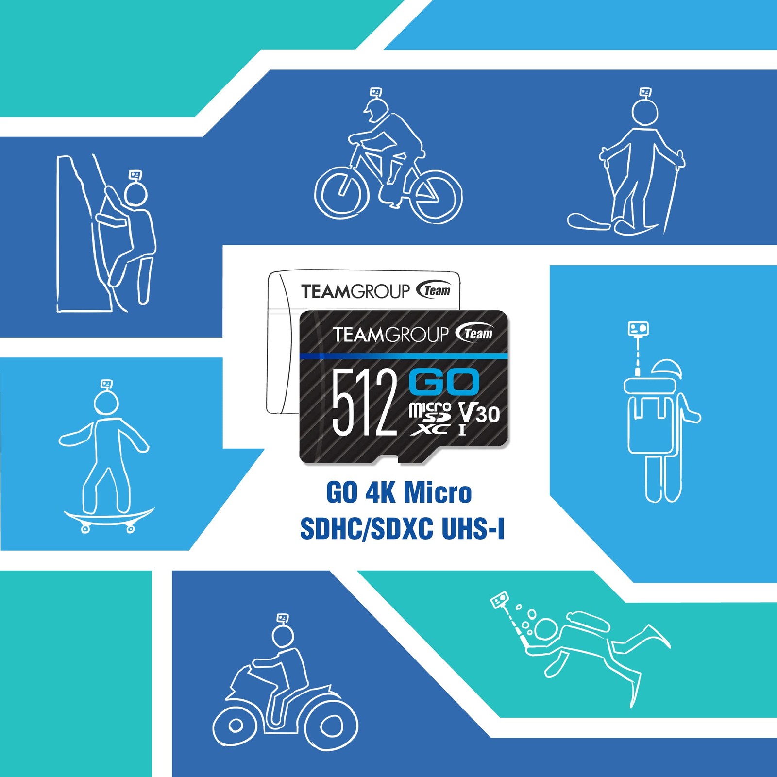 TEAMGROUP GO Card 128GB x 10 Pack MicroSDXC UHS-I U3 V30 10PACK, black