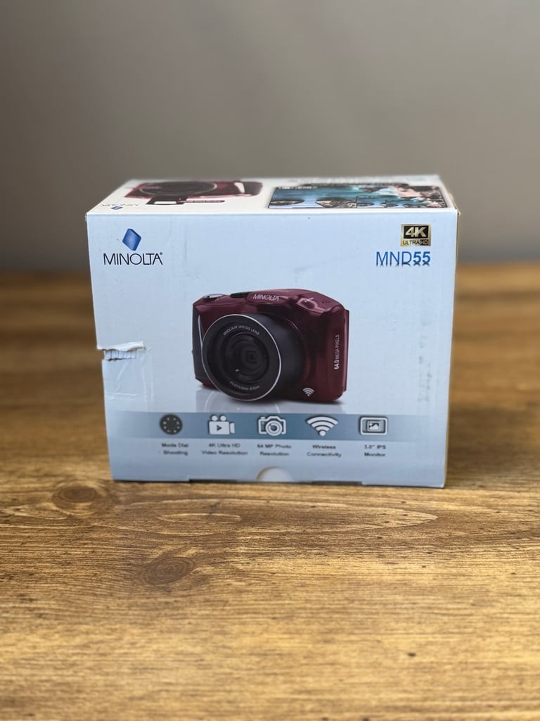 Minolta MND55 4K Ultra HD 64MP Digital Camera Wi-Fi Open Box Red