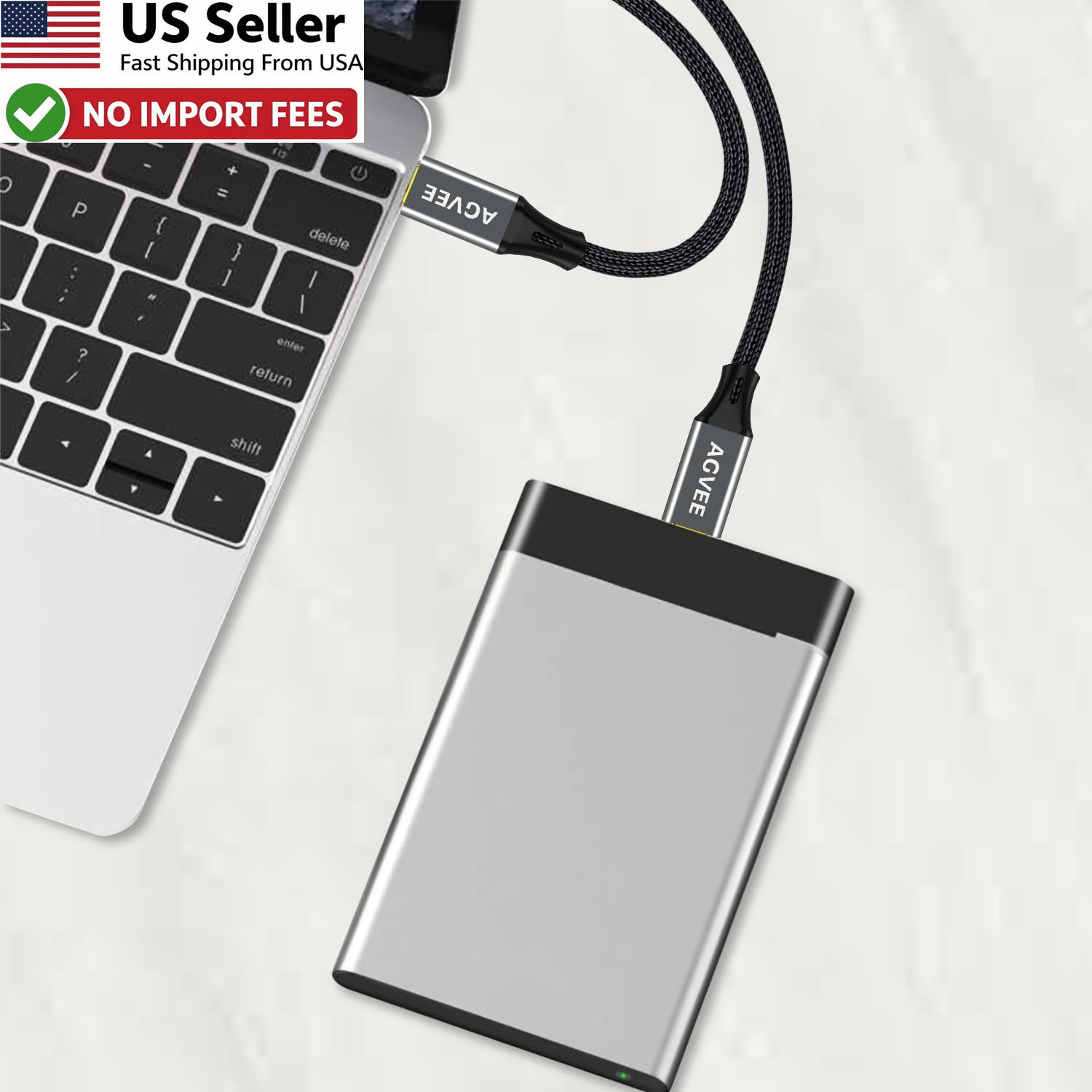 3.3ft USB C to Mini USB Cable Braided Type C to Mini B 5 Pin Cord Gray FROM USA