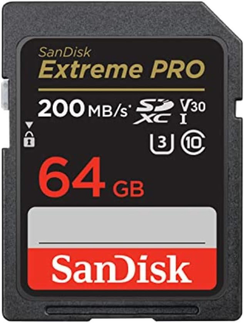 SANDISK 64GB Extreme PRO SDXC UHS-I Memory Card – C10, U3, V30, 4K UHD, SD Card