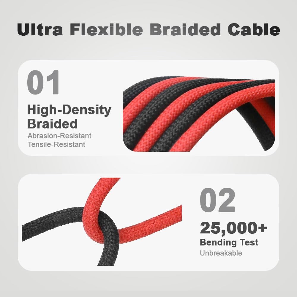 Braided FastCharge Power Cable Right Angle USB-C Type-C to 0B 2 Pin Black-Plated