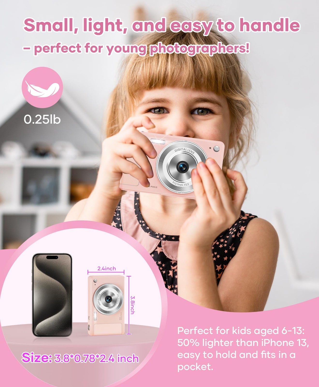 WONNIE Digital Camera 56MP, FHD 1080P Point & Shoot Camera with 32GB SD Card,…