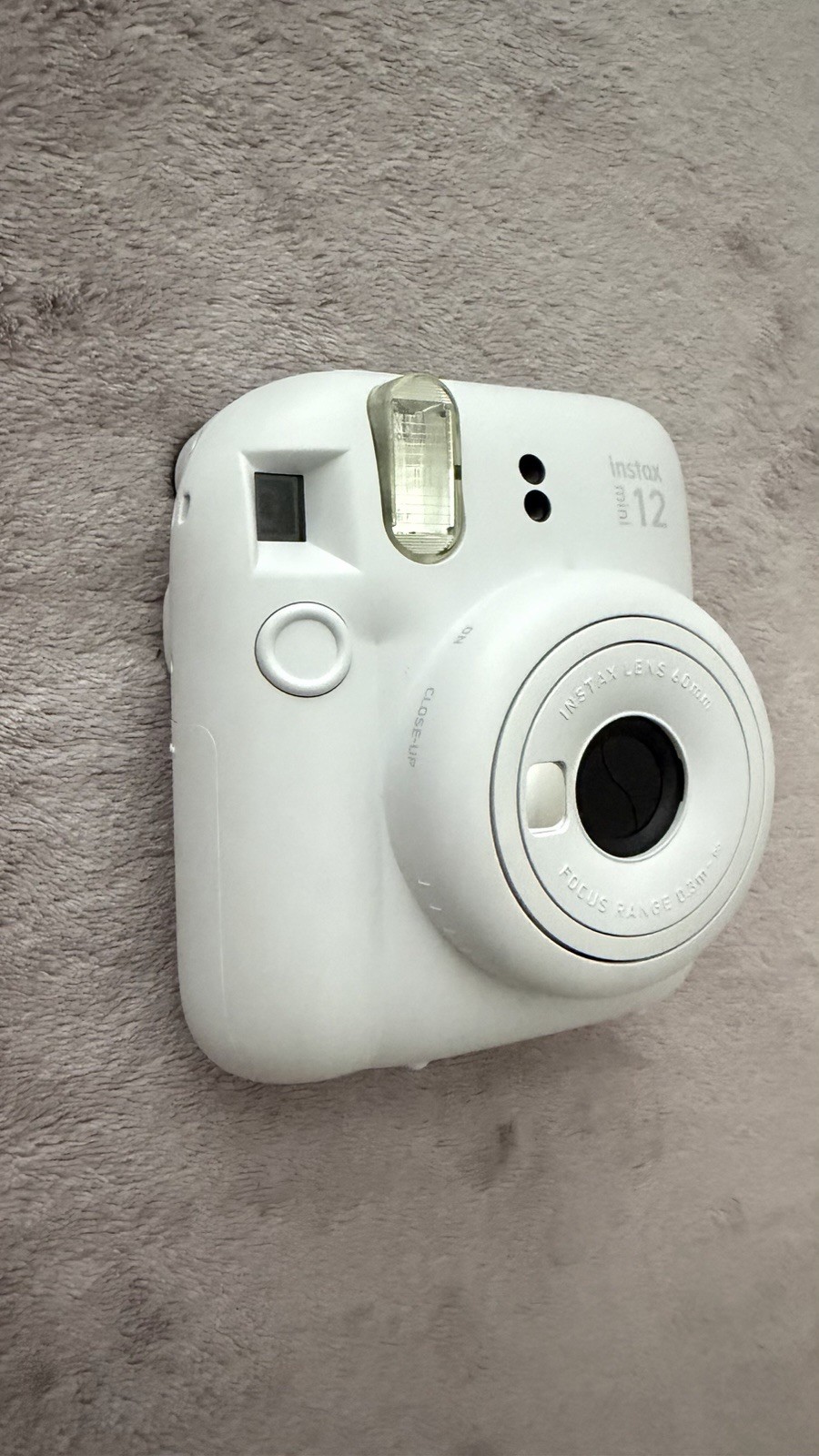 Fujifilm Instax Mini 12 Instant Film Camera Clay White & Case Pink