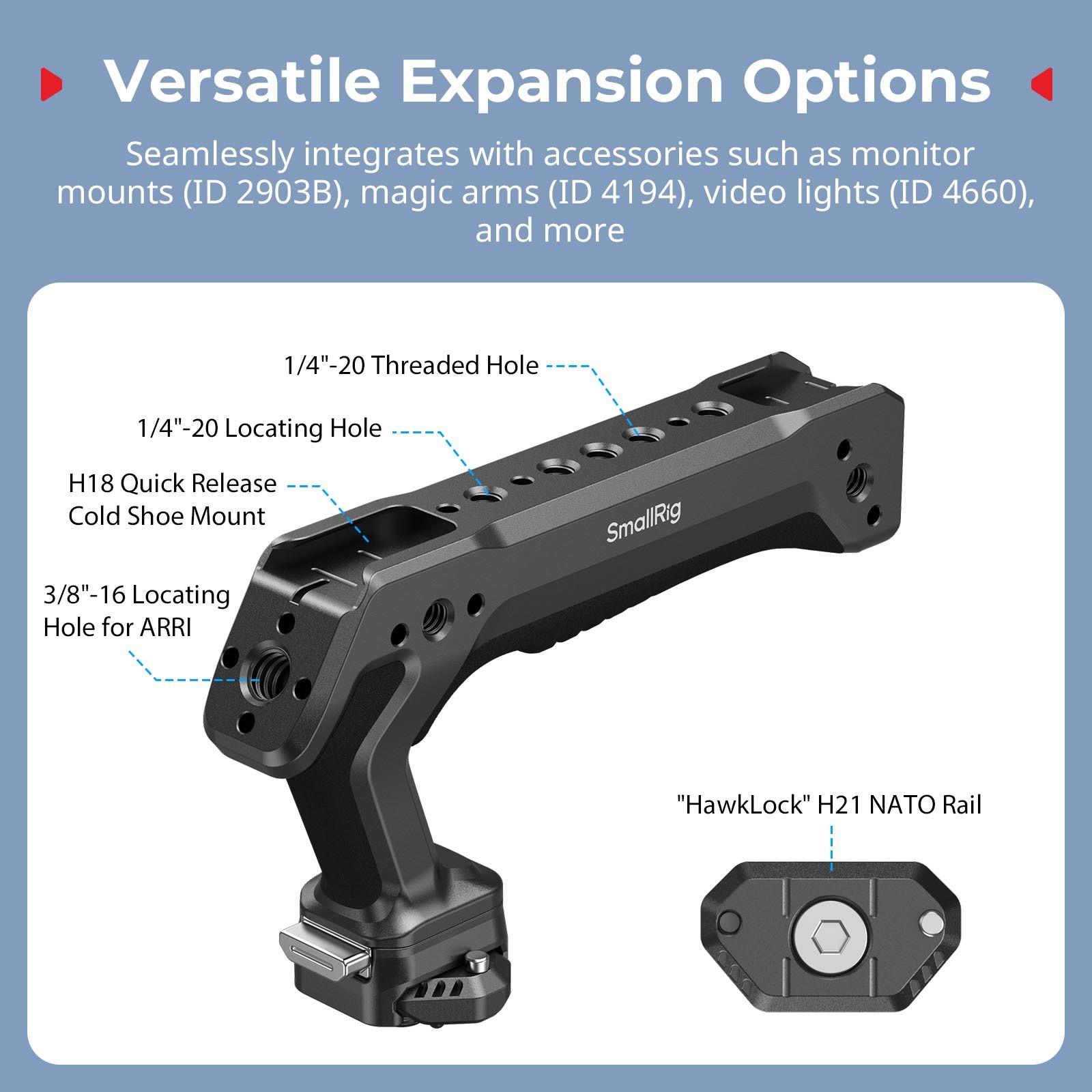SmallRig Quick Release Top Handle for ARRI with 1/4″-20 Screw 15kg Max Load