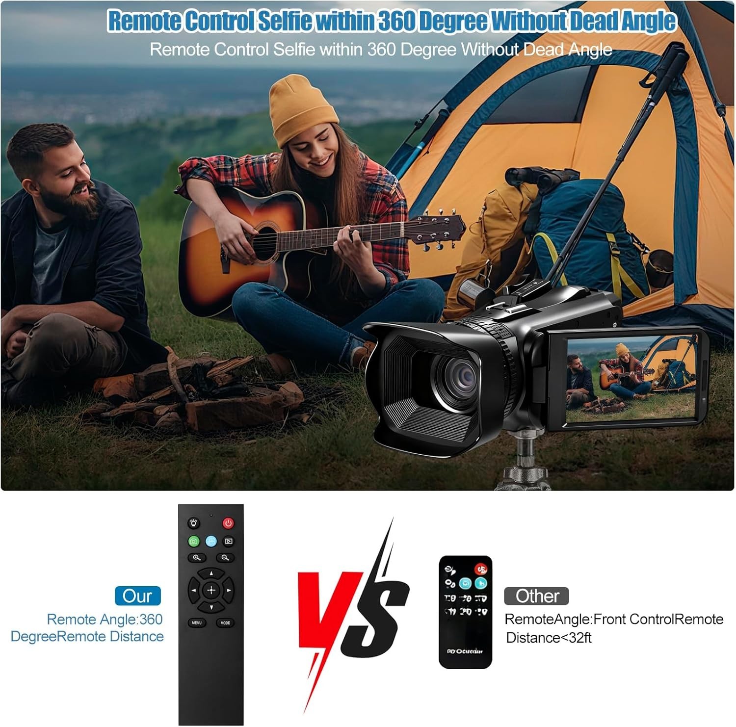6K UHD Camcorder Video Camera with WIFI, 64MP IR Night Vision 18X Digital Zoom