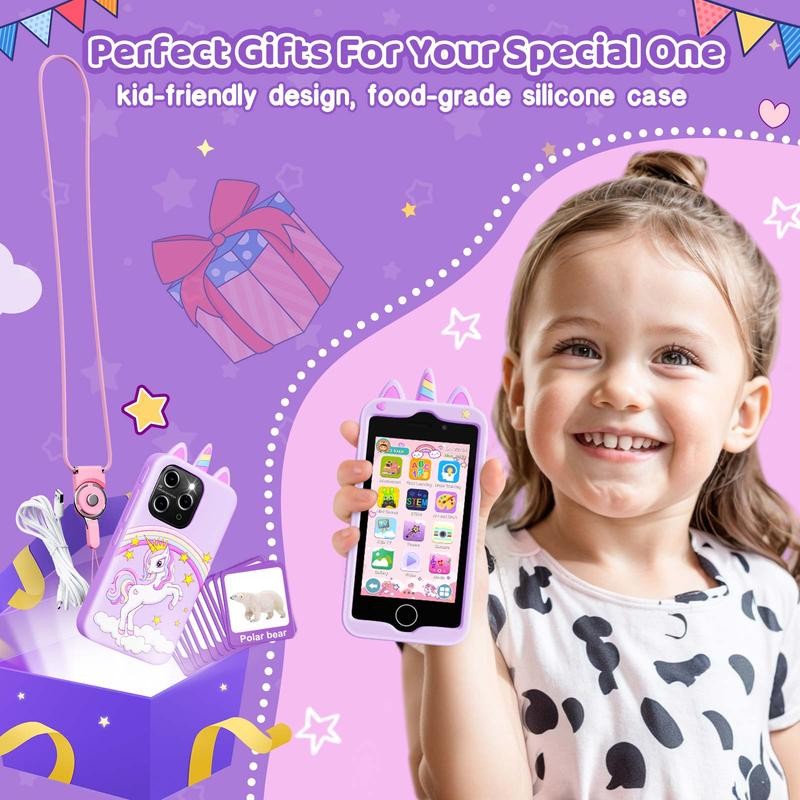 Kids Toy Phone Christmas Gift for 3-10 Years Old Toddler Smart Phone Blue&purple