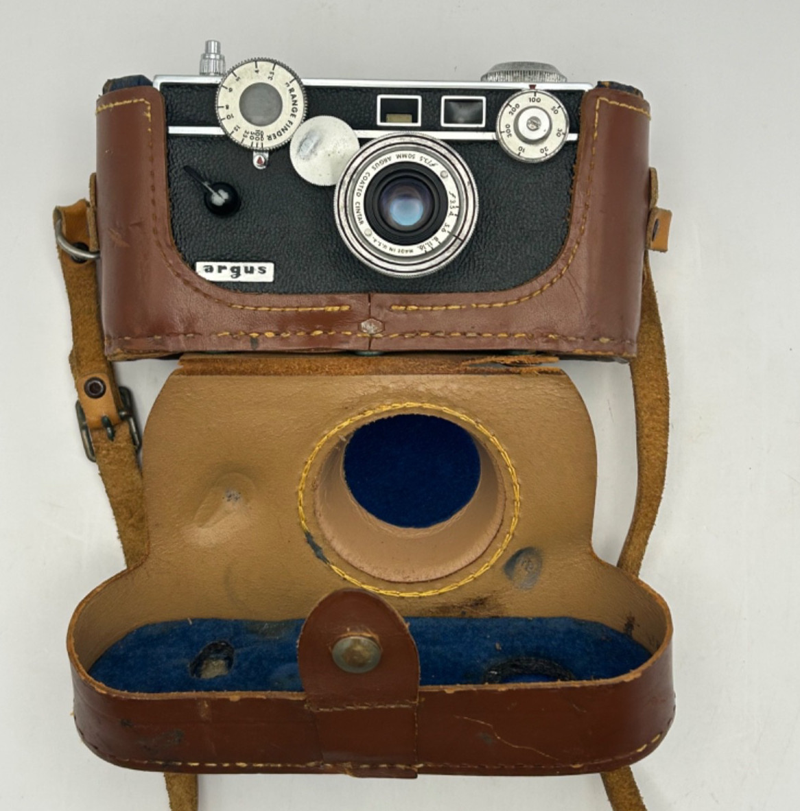 Vintage Argus Rangefinder 35mm Camera 50mm Cintar Lens w/ Case Repair