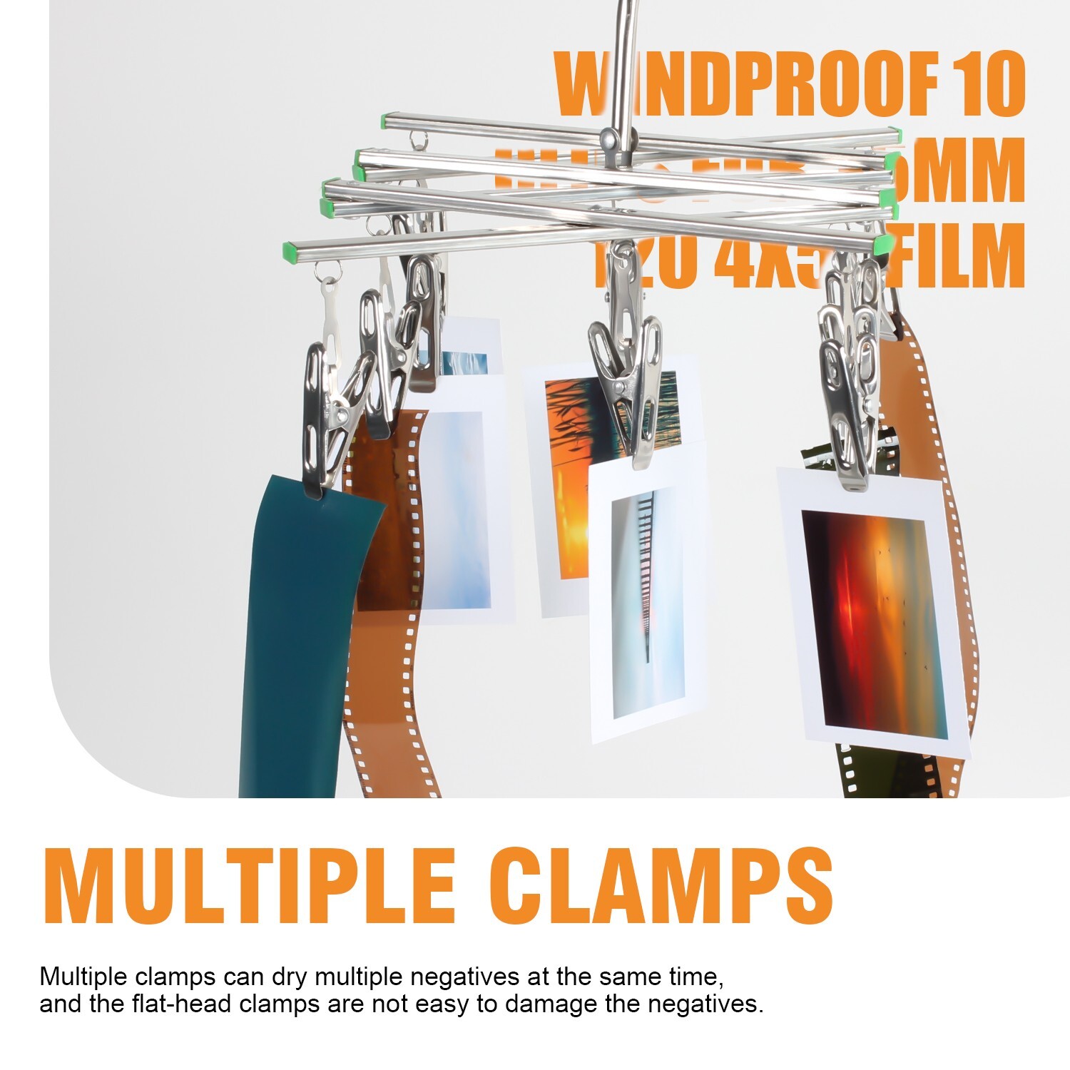 Folding Film Drying Rack Negative Hanger Dryer Darkroom Processing Kit 10 Clips