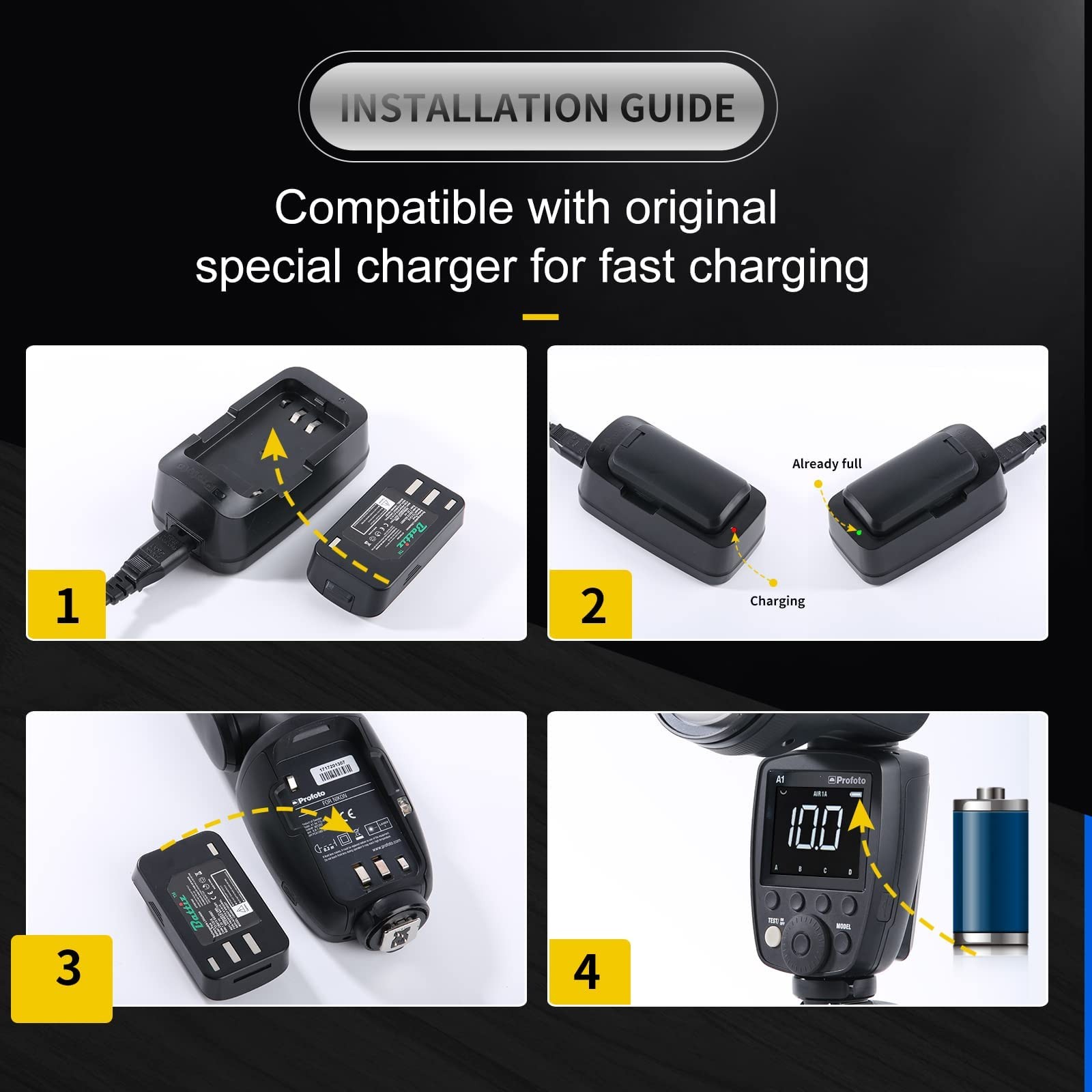 Replacement Li-Ion Battery Compatible with Profoto Camera Flash A1/A1X/A10 Se…