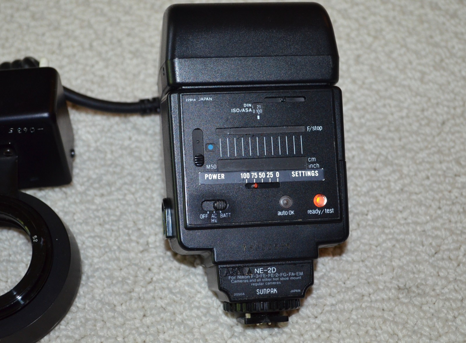 Dine Auto-Exposure Macro Ring Light Flash w/Sunpak Nikon NE-2D Module for F3,FM+