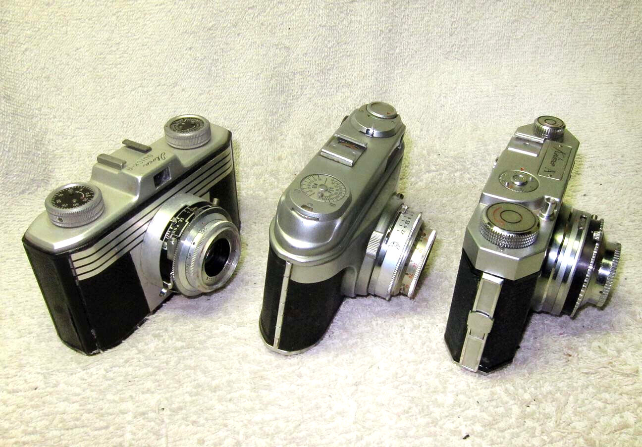 THREE (3) Vintage Antique 1950’s 35mm Cameras.Arette IA, Iloca Quick-A,Kalimar A