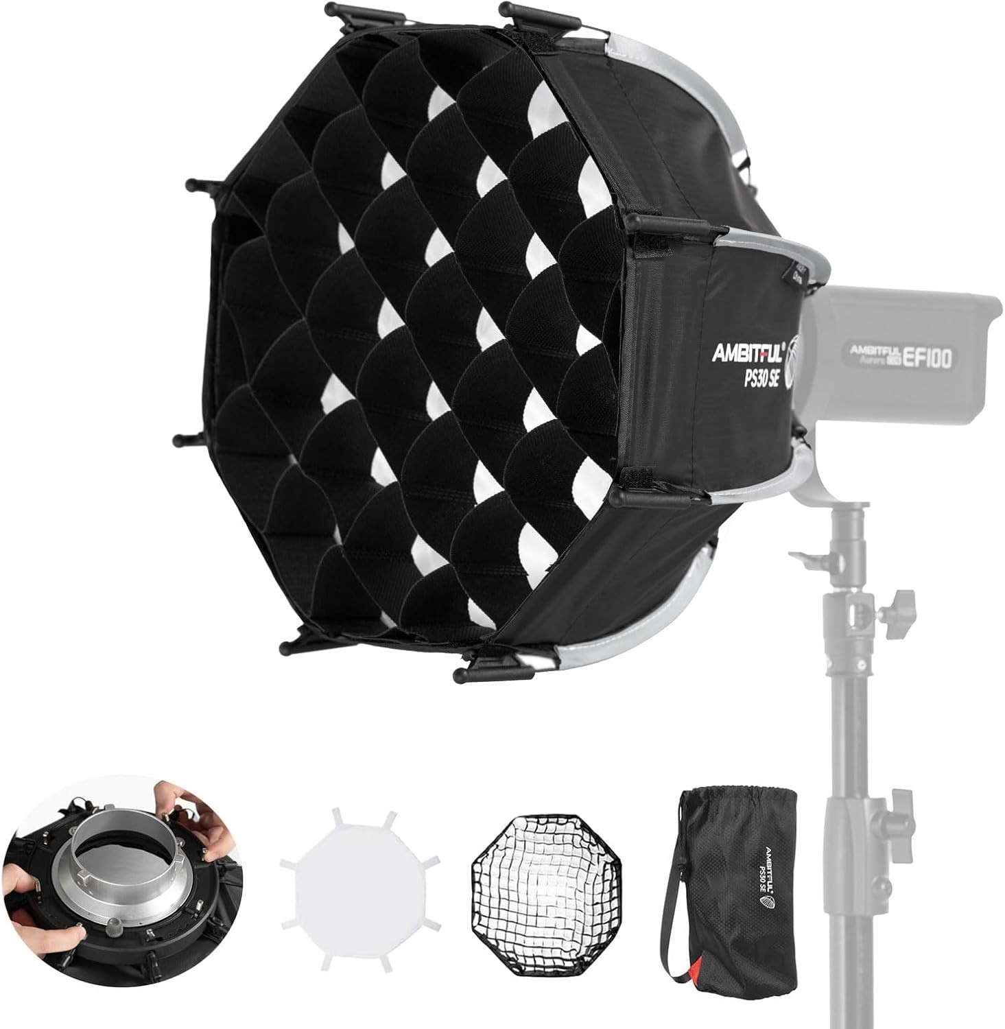 Mini 11.8″ Softbox with Quick Release & Honeycomb Grid for Stunning Photography