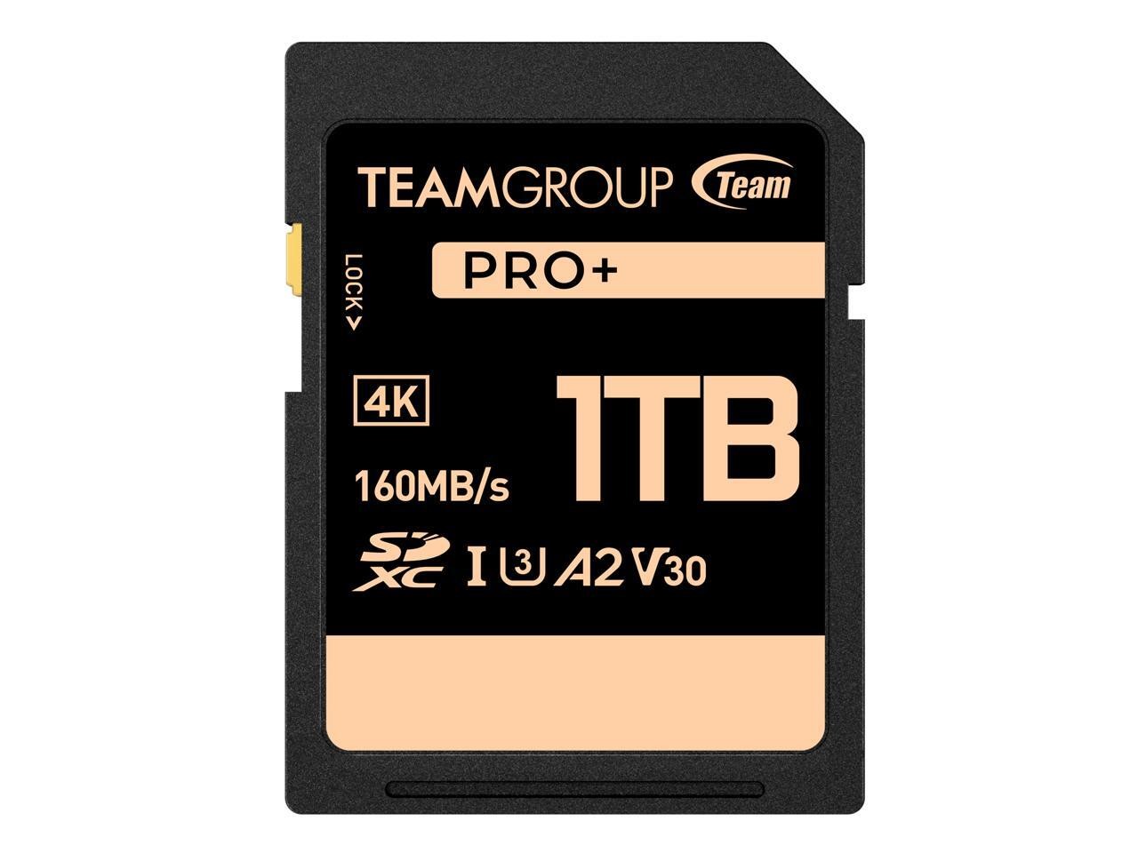 Team Group 1TB PRO+ SDXC U3 V30 A2 4K SD Card, Read/Write Speed Up to 160/90MB/s