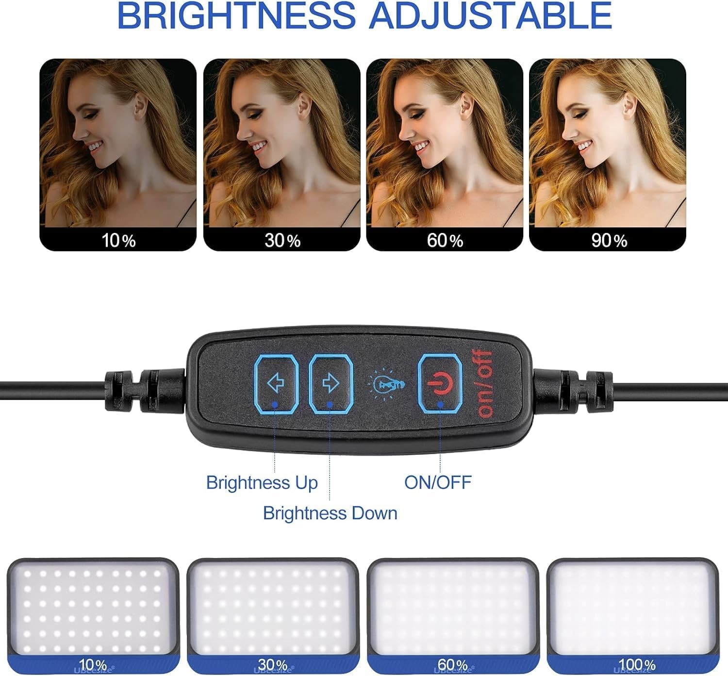 2Pcs Dimmable LED Light Kit with USB Power and Adjustable Tripod for Streaming