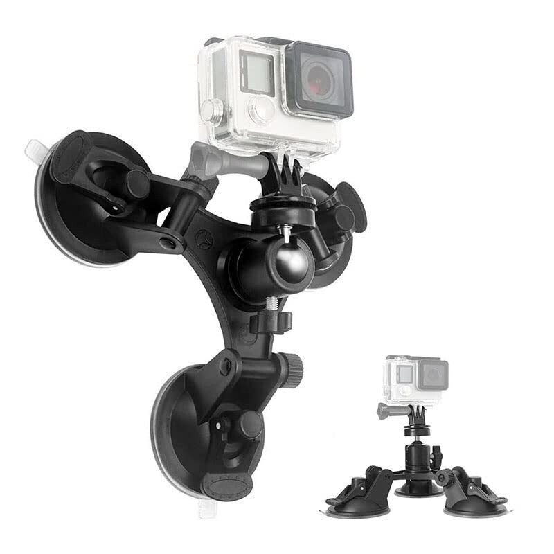 3-Suction Cup Car Window Mount 360° Adjustable Bracket for GoPro Action Cam