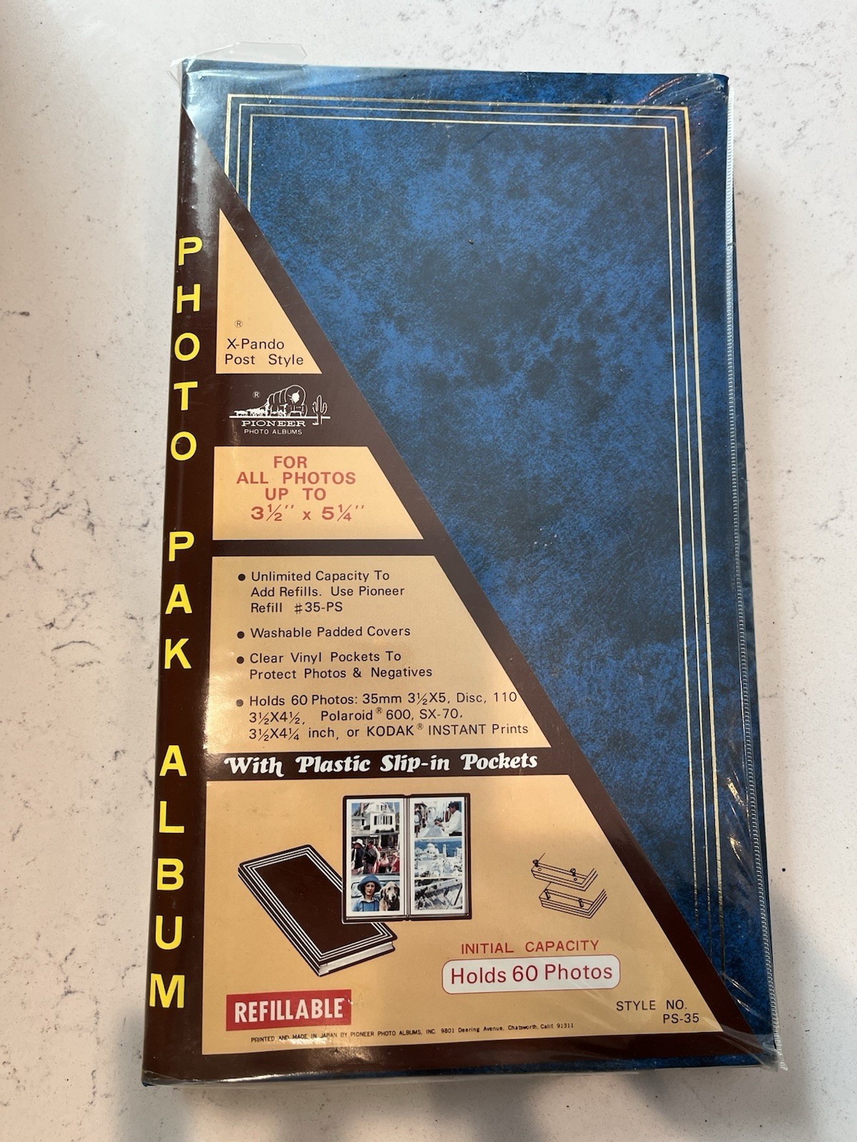 Pioneer PS-35 Blue Slip-in Photo Album Holds 60 Photos 3.5 x 5.25 Vinyl