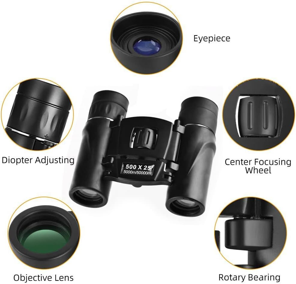 500×25 Portable HD Zoom Powerful Binoculars Day Low Night Optics Hunting Outdoor