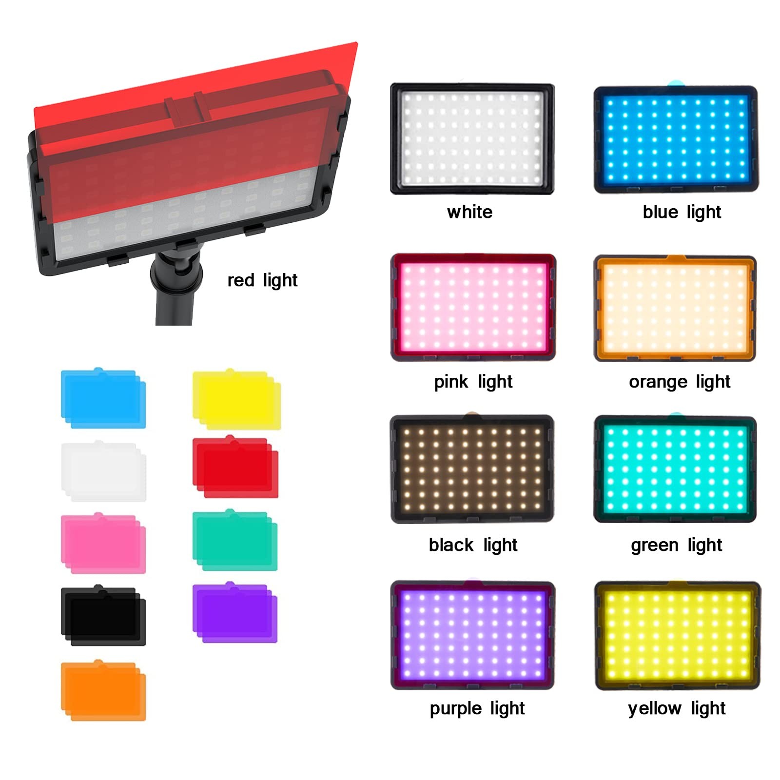 1 Pack LED Desk Key Light Video Light with C-Clamp Stand 9 Color Filters Stud…