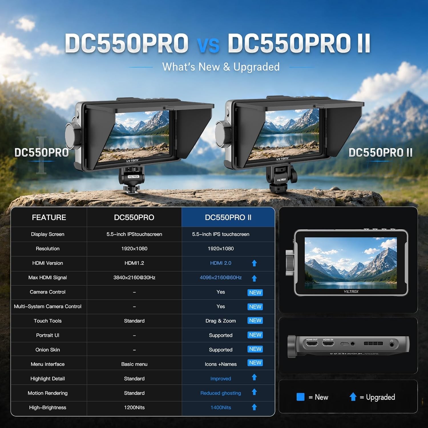Viltrox DC-550 Pro II 5.5 inch 1400Nit Camera Field Monitor Touch Screen 4K HDMI