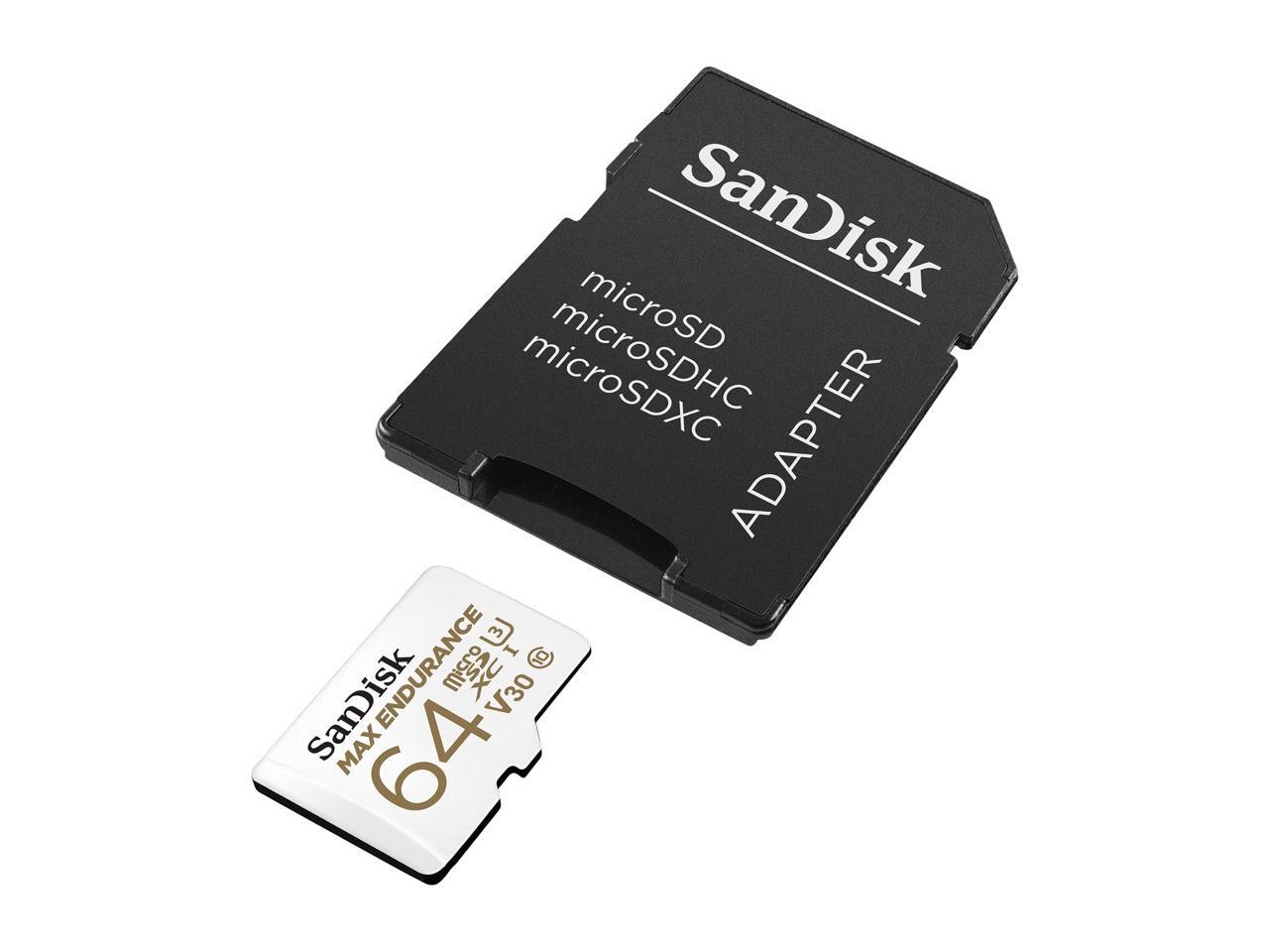 SanDisk 64GB MAX ENDURANCE microSDXC, U3, V30, Memory Card with Adapter for Home